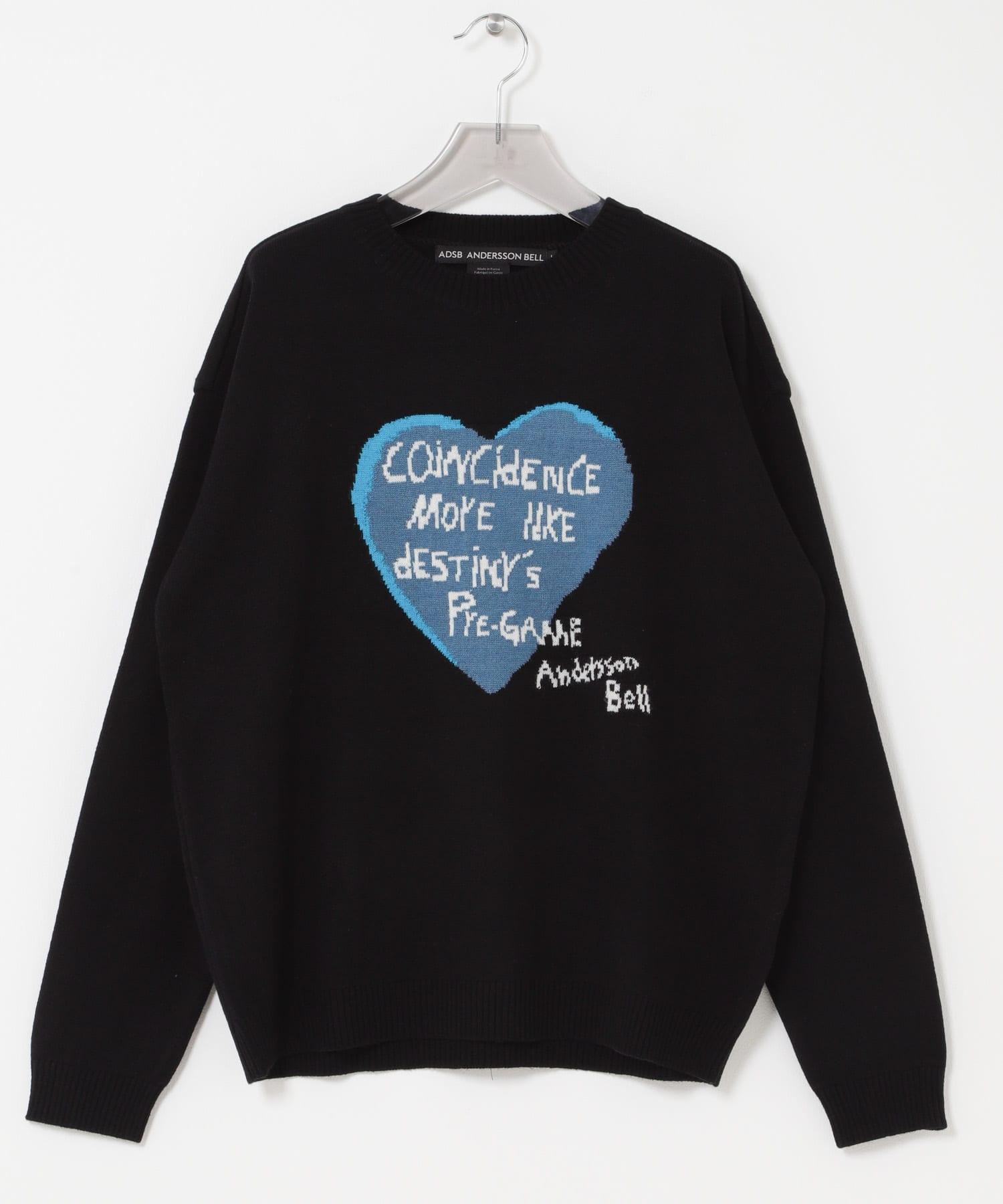 Andersson Bell　BOYS H.MESSAGE CREW-NECK SWEATER BLACK L