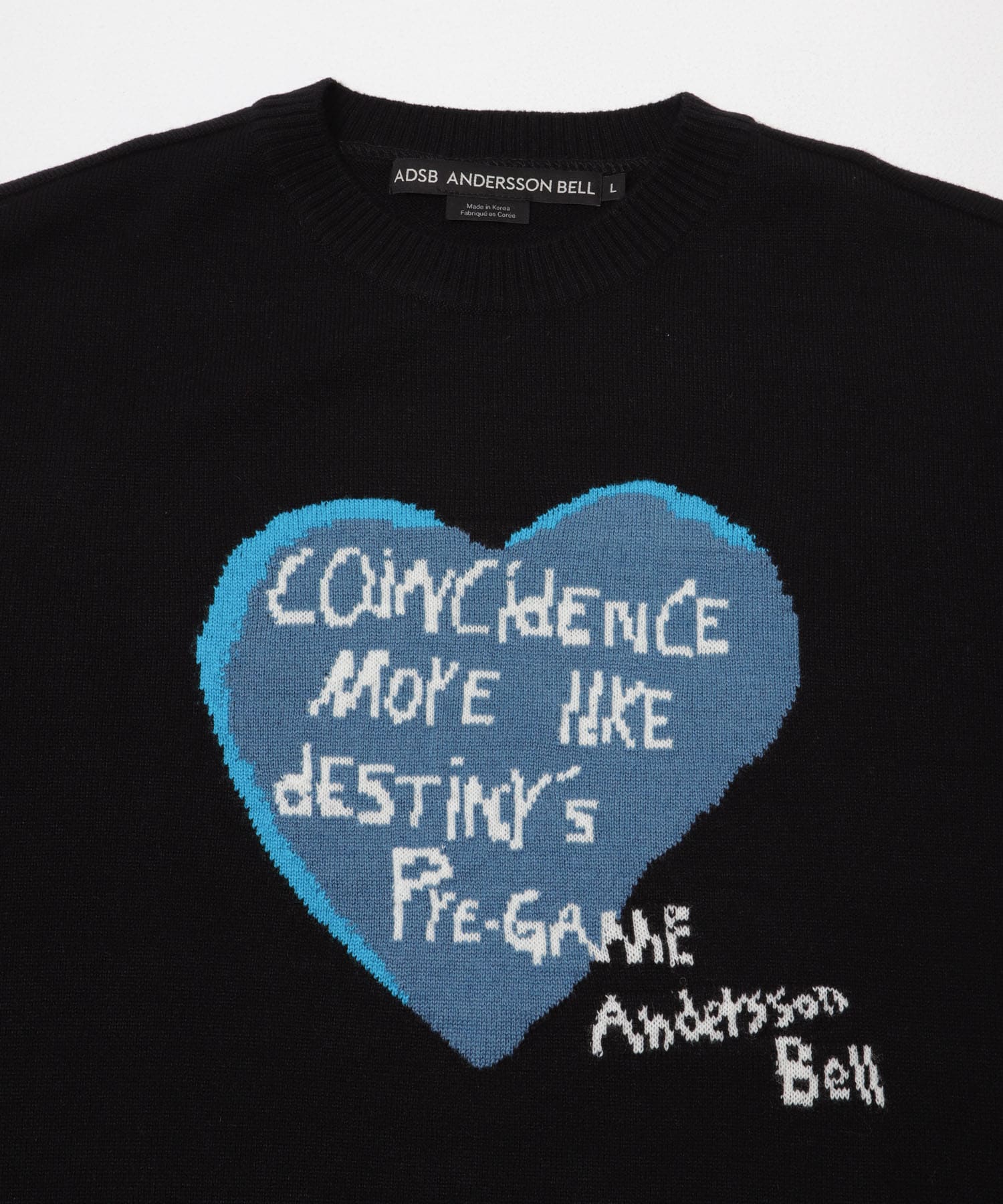 Andersson Bell　BOYS H.MESSAGE CREW-NECK SWEATER BLACK L