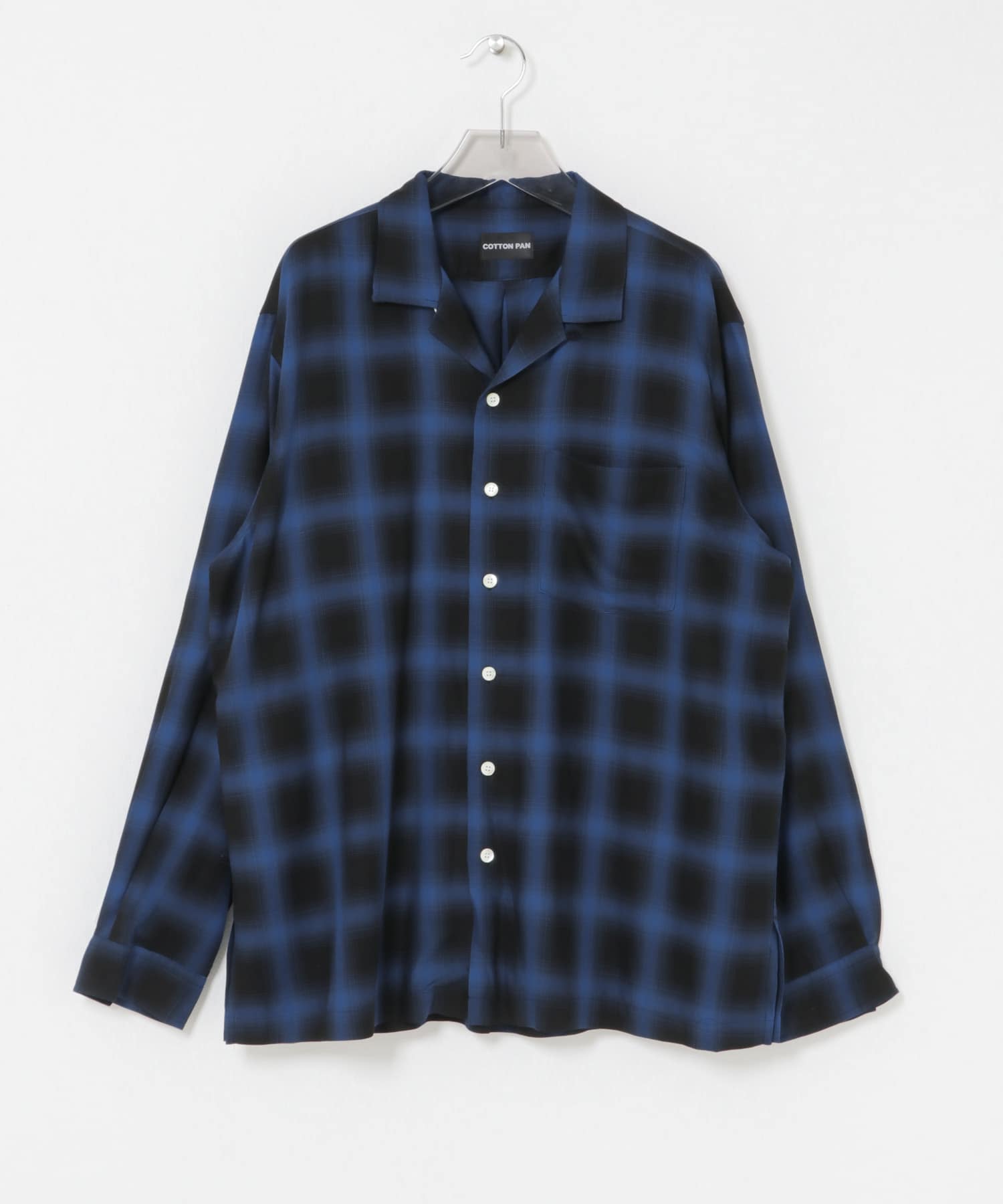 COTTON PAN　SOHOオンブレシャツロングスリーブ BLU×BLK 2