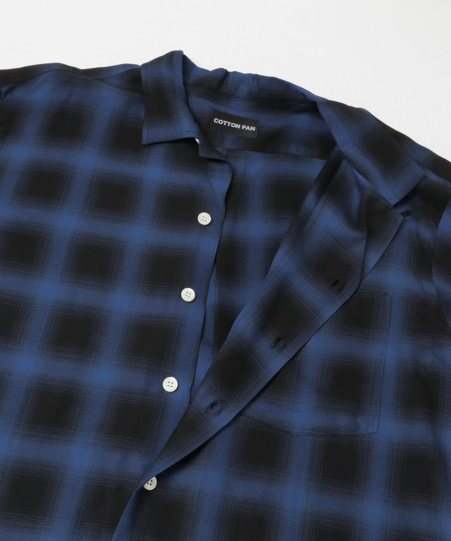 COTTON PAN　SOHOオンブレシャツロングスリーブ BLU×BLK 2