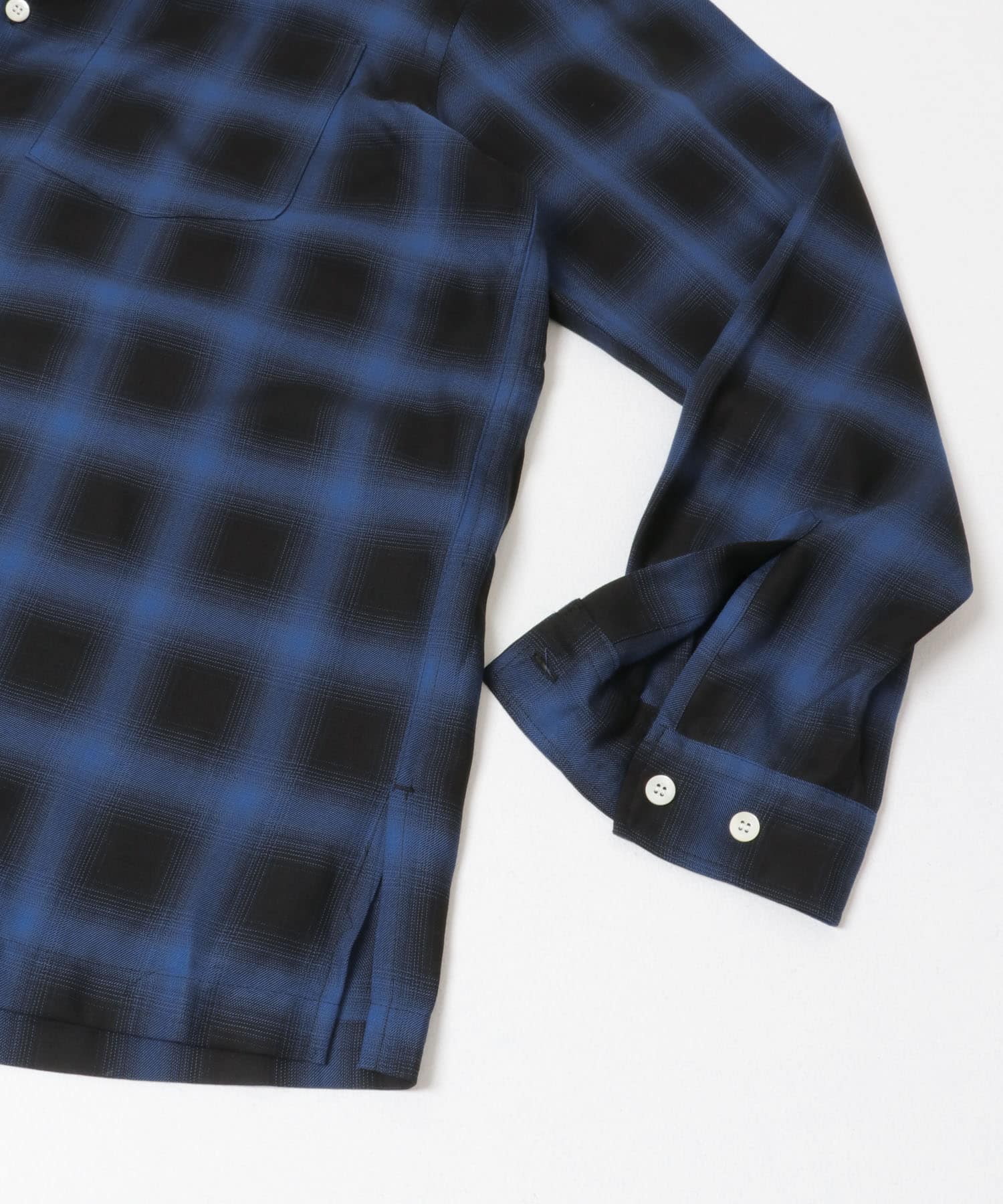 COTTON PAN　SOHOオンブレシャツロングスリーブ BLU×BLK 2