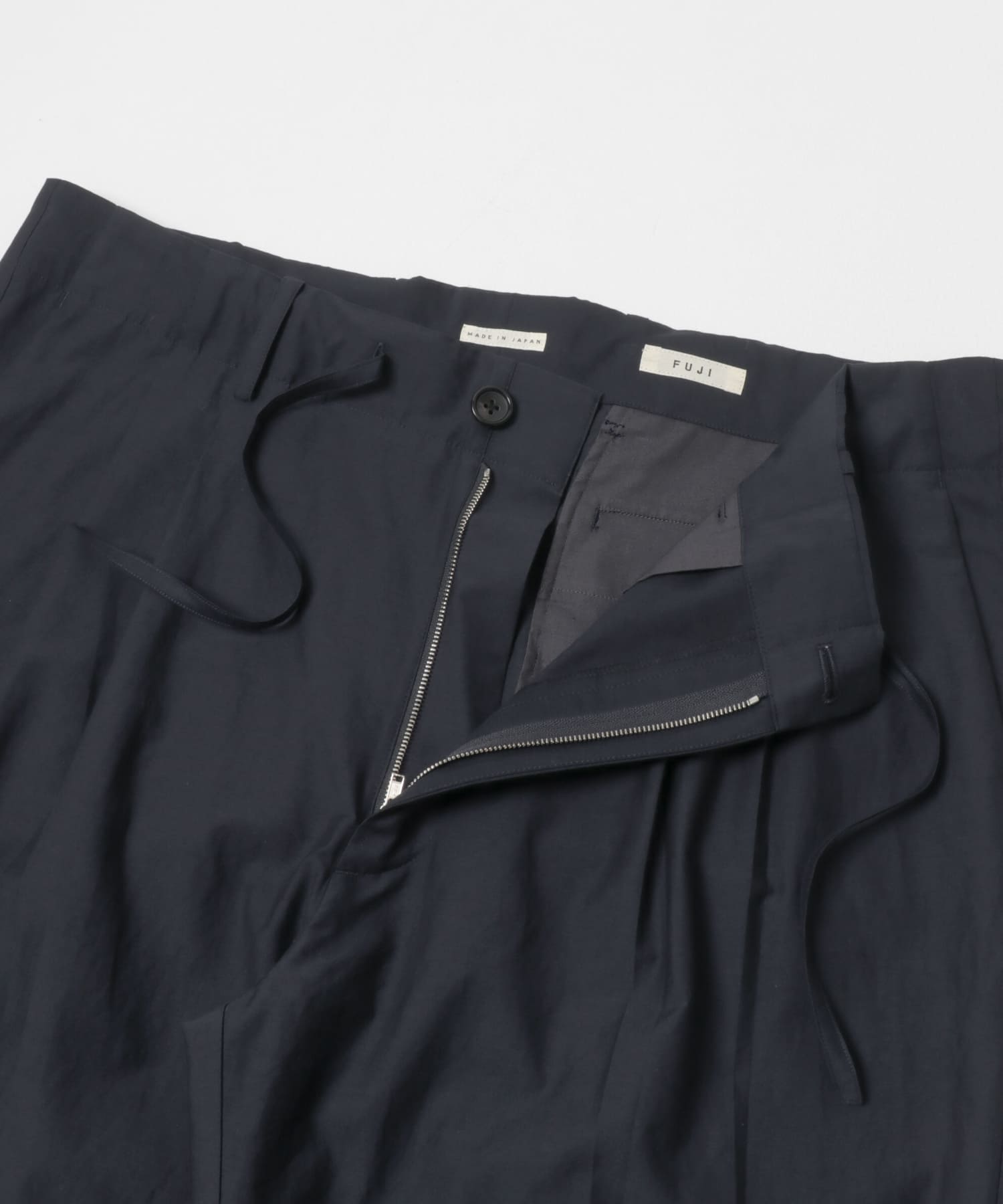 FUJI　COTTON SILK BELTLESS PANTS NAVY 5