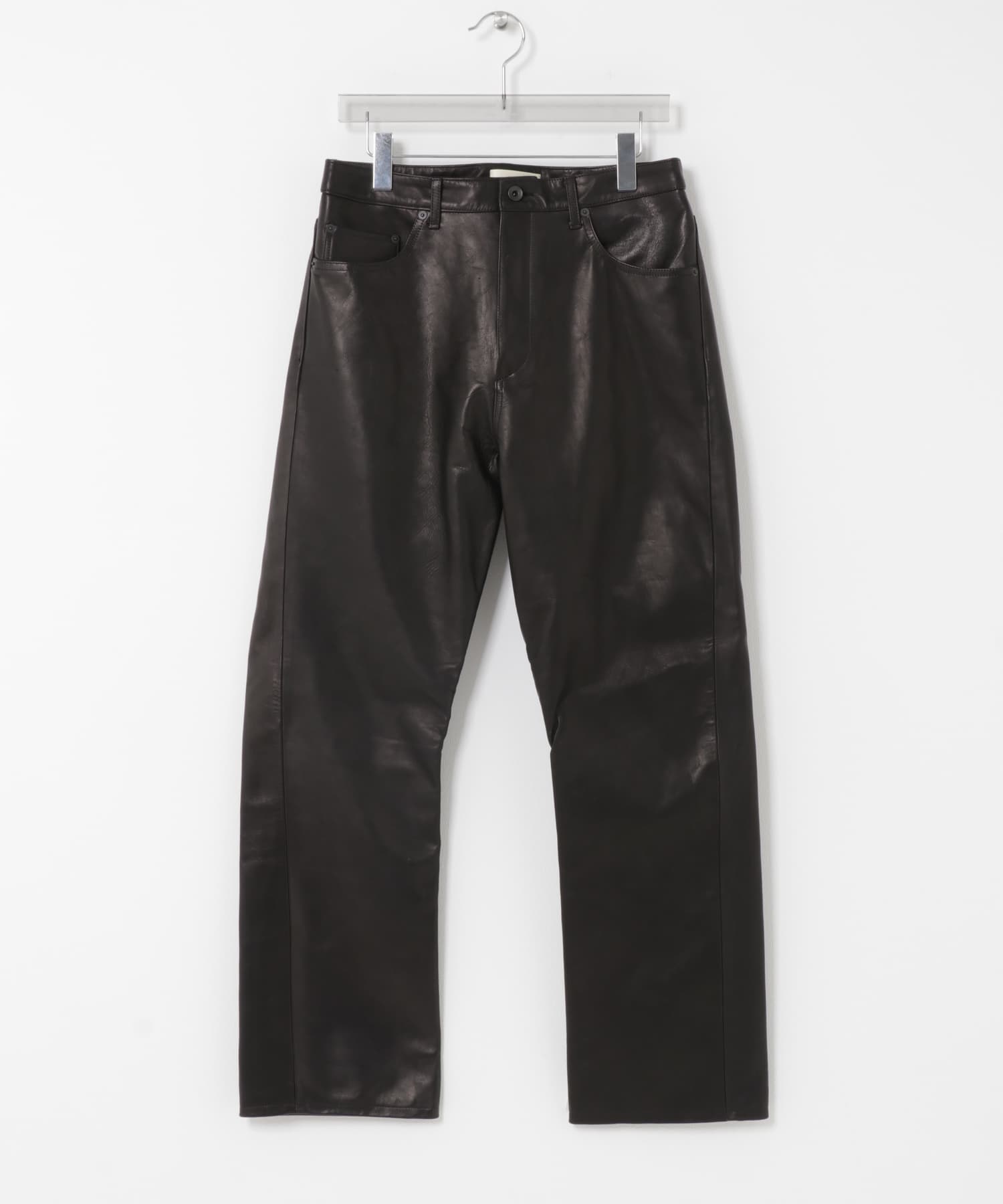 semoh　LEATHER FIVE POCKET PANTS BLACK 2