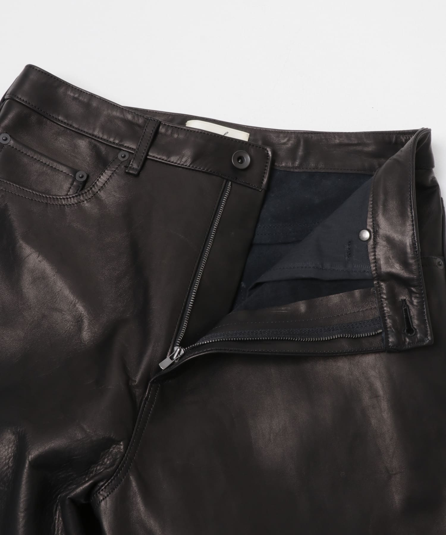 semoh　LEATHER FIVE POCKET PANTS BLACK 2