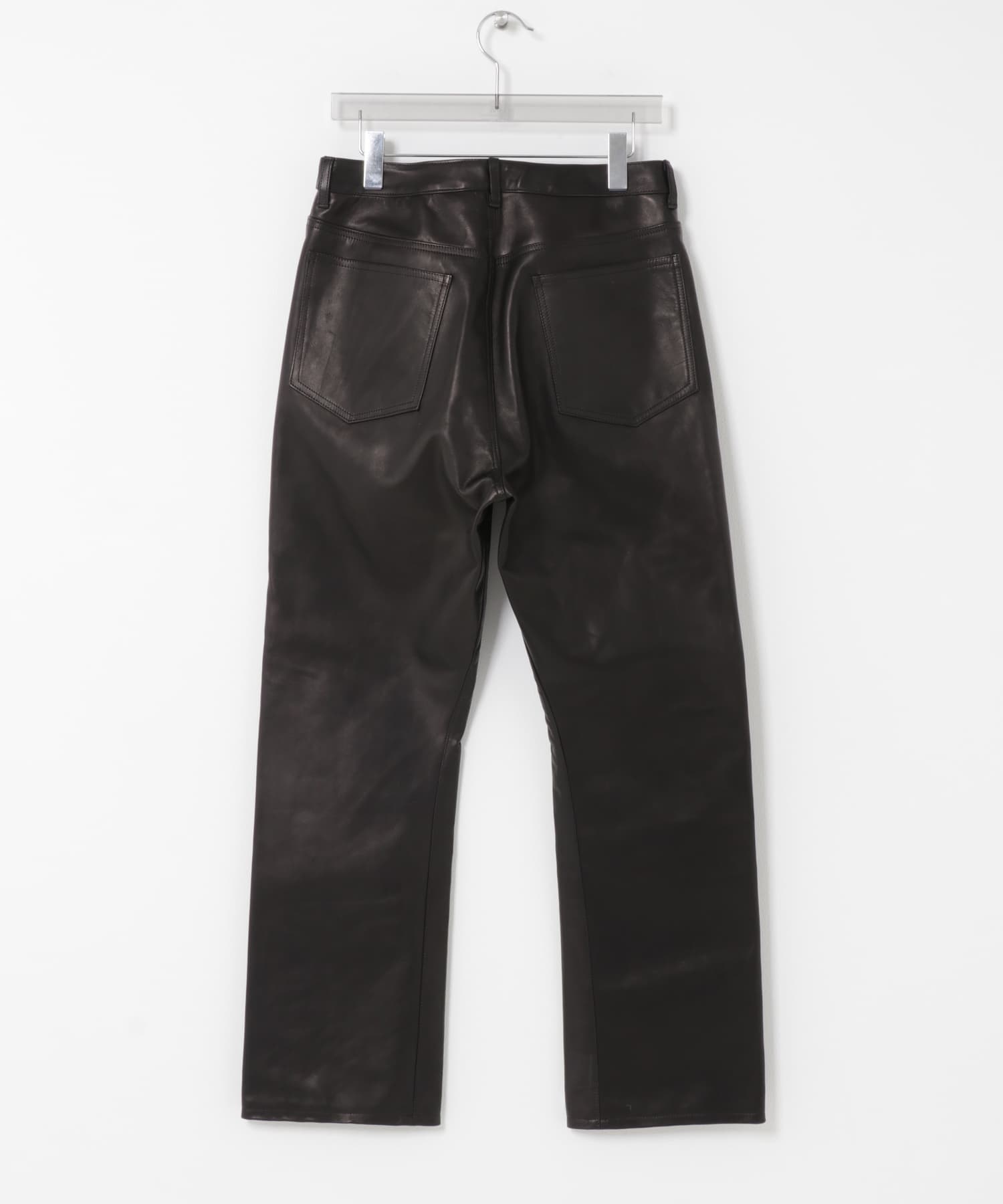 semoh　LEATHER FIVE POCKET PANTS BLACK 2