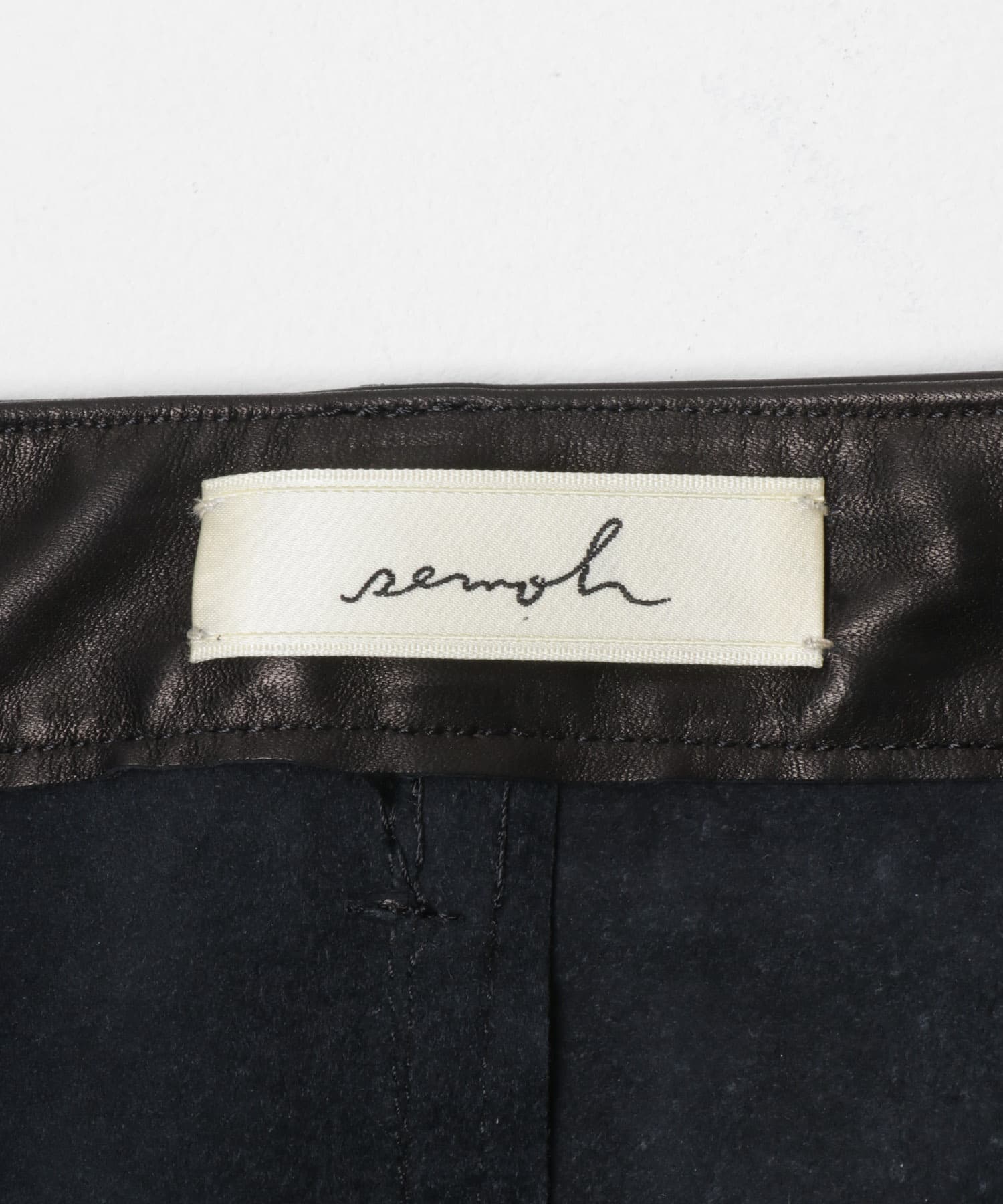 semoh　LEATHER FIVE POCKET PANTS BLACK 2