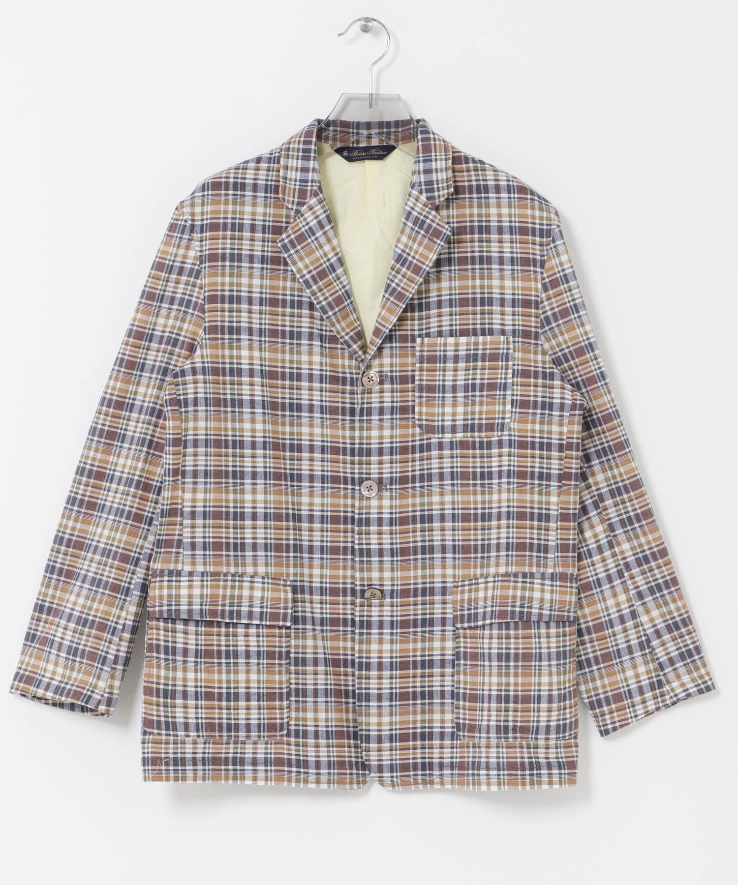 BROOKS BROTHERS　MADRAS 3PPKT JACKET BEIGE/NAVY M
