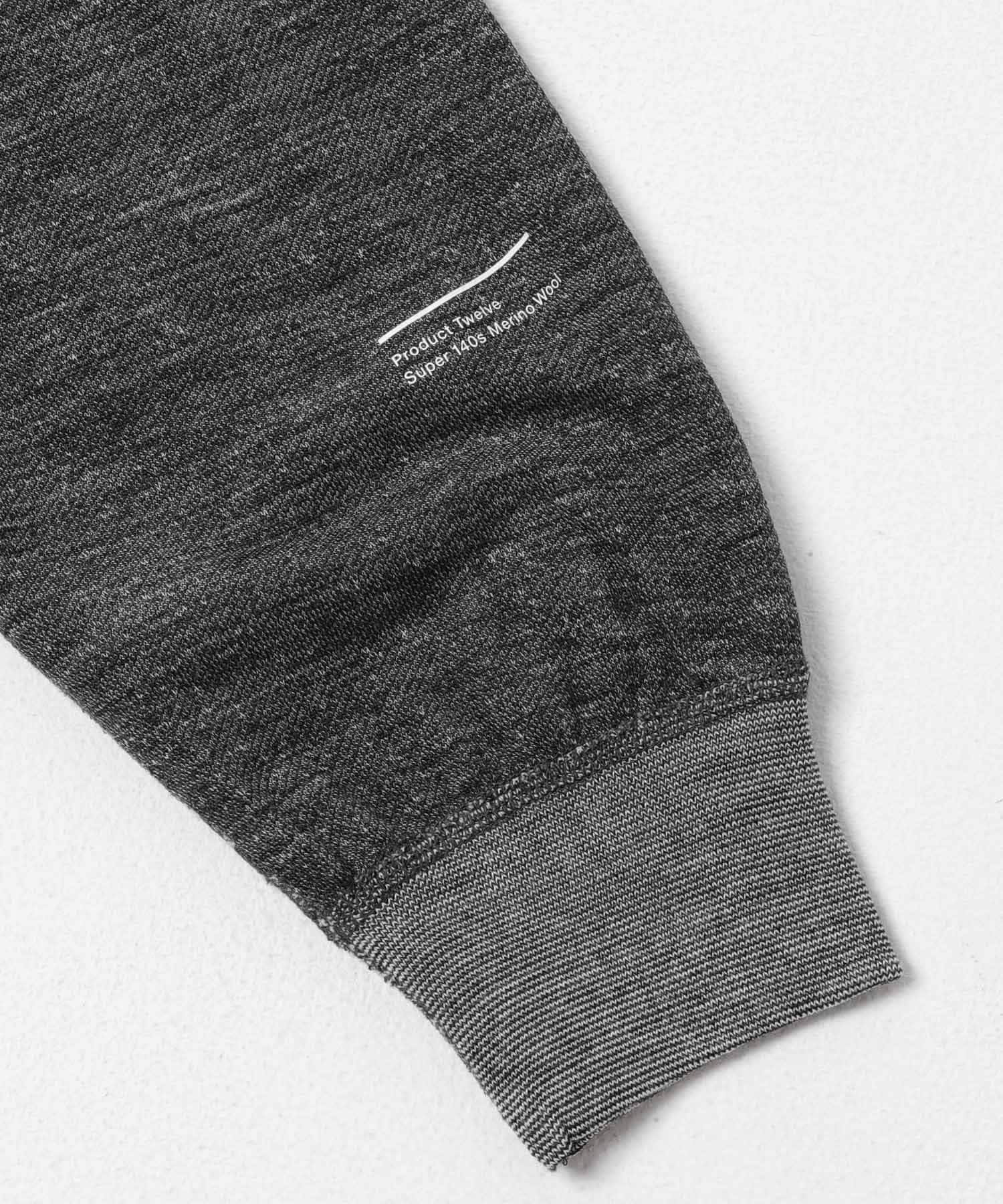 Product Twelve　MELINO WOOL CREW-NECK SWEAT CHARCOAL 1