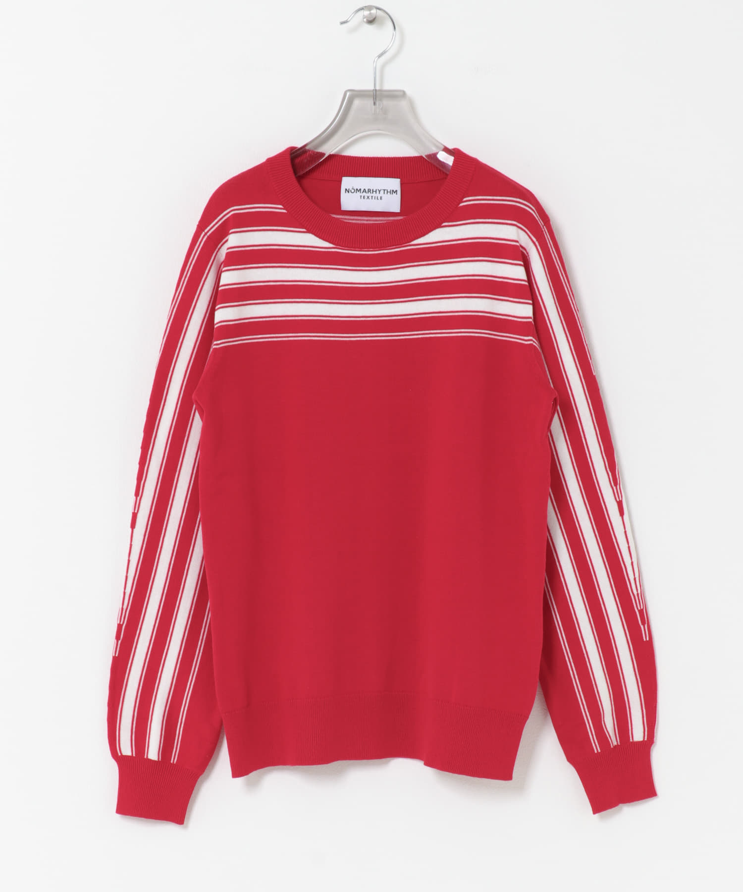 NOMARHYTHM TEXTILE　BORDER SWEATER RED 1