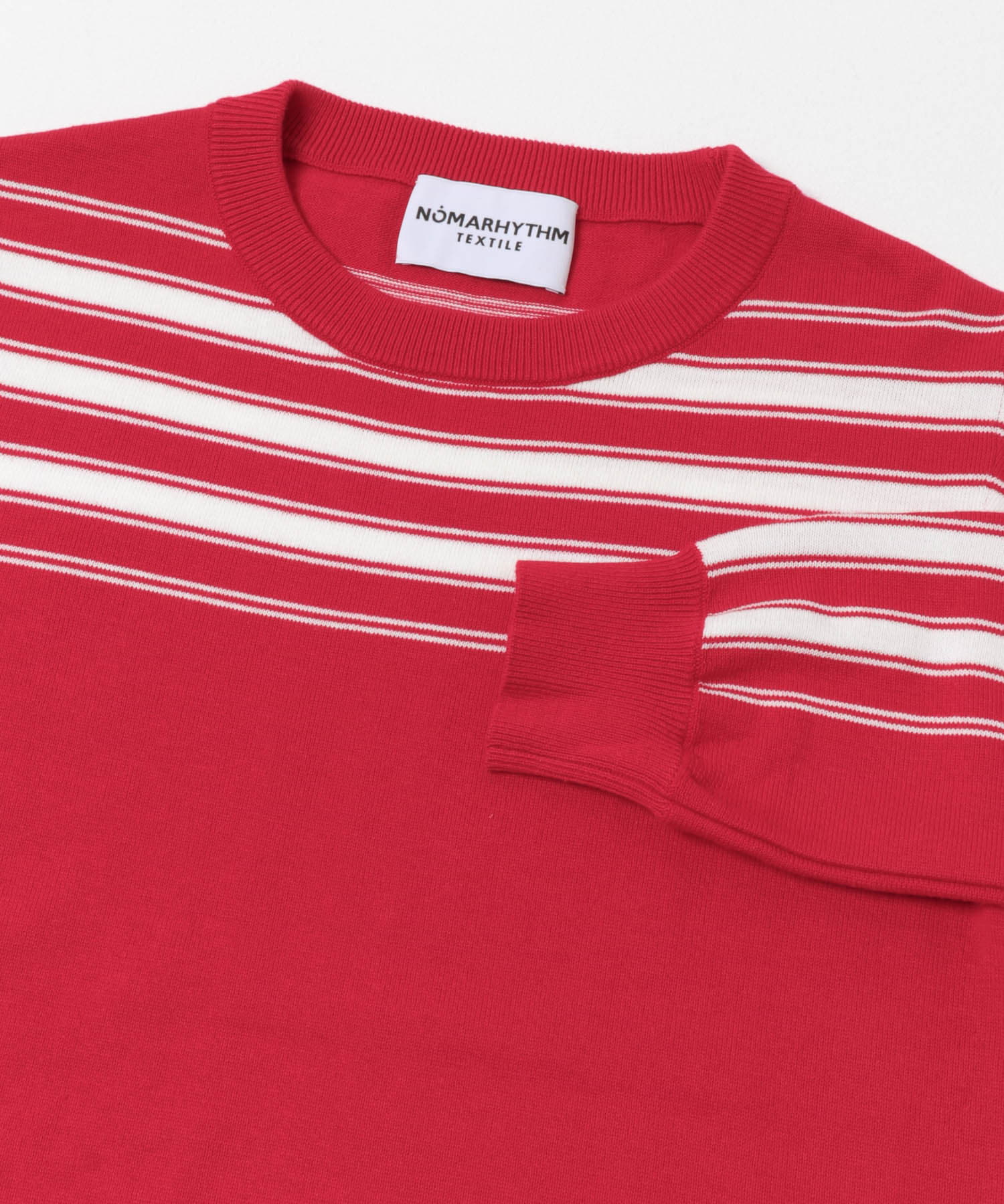 NOMARHYTHM TEXTILE　BORDER SWEATER RED 1