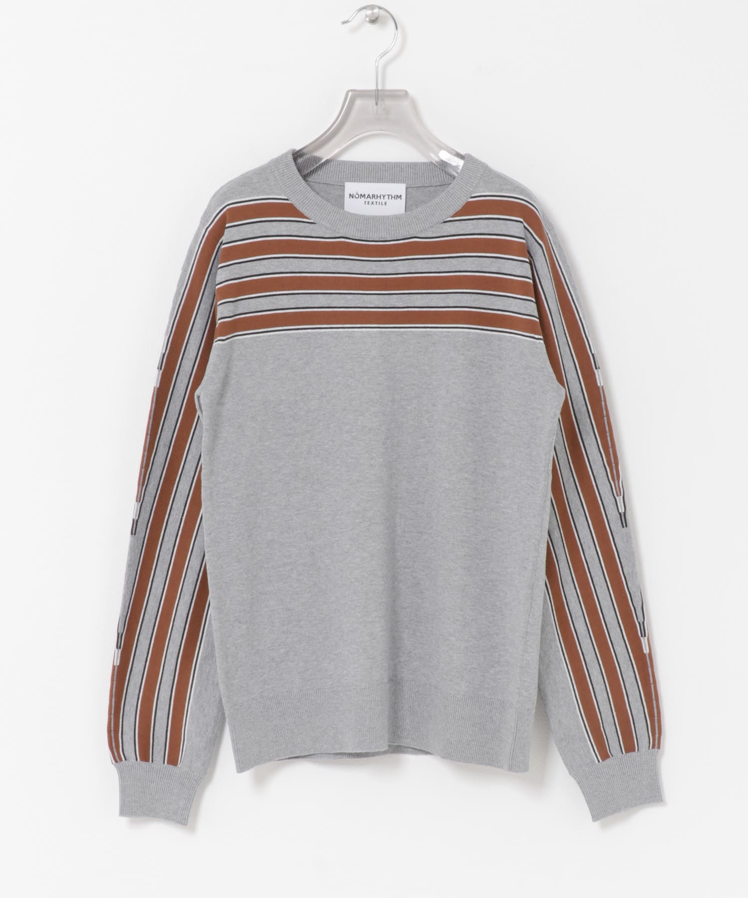 NOMARHYTHM TEXTILE　BORDER SWEATER GRAY 1