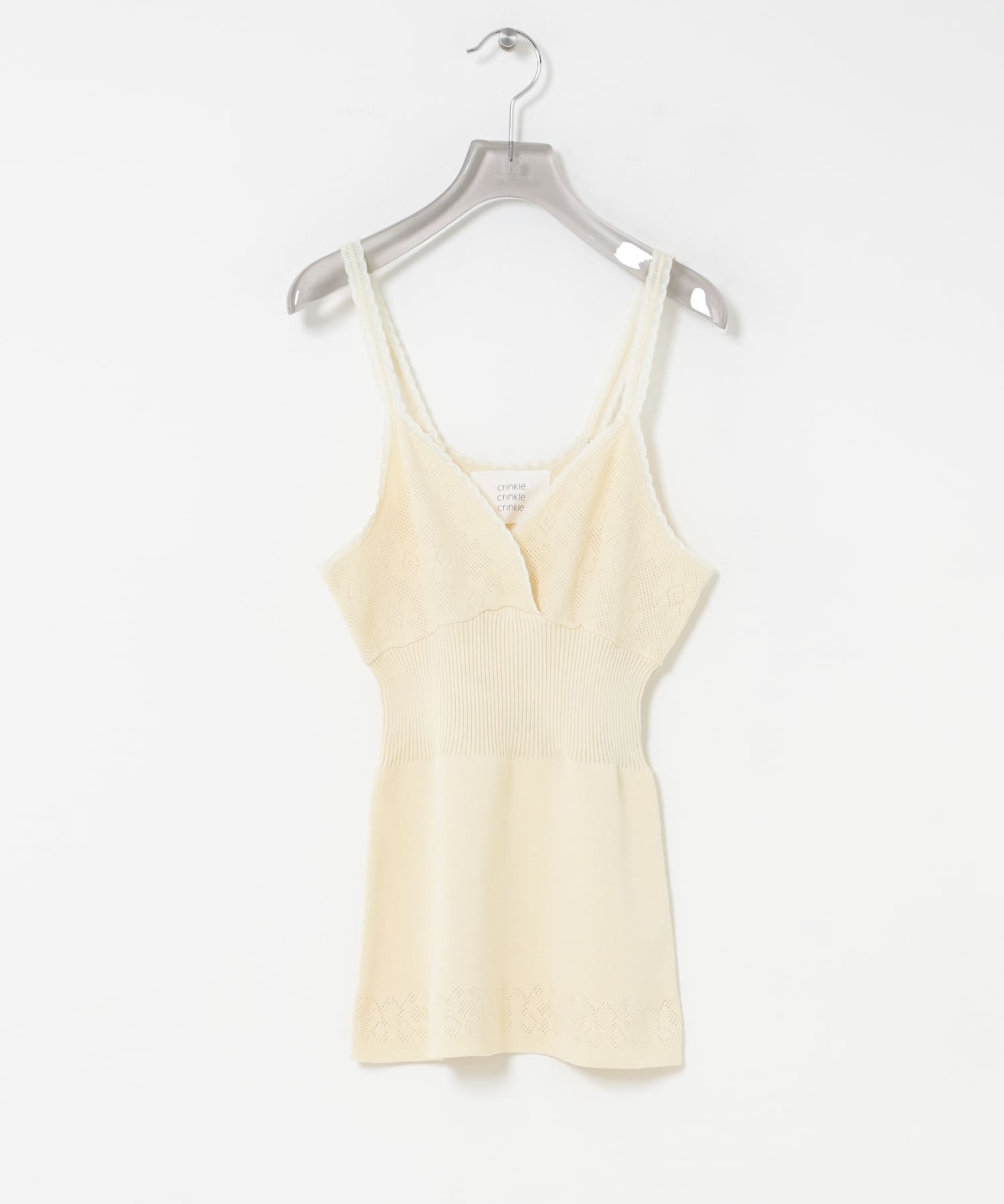 crinkle crinkle crinkle FLOWER JACQUARD KNIT CAMI(Free IVORY