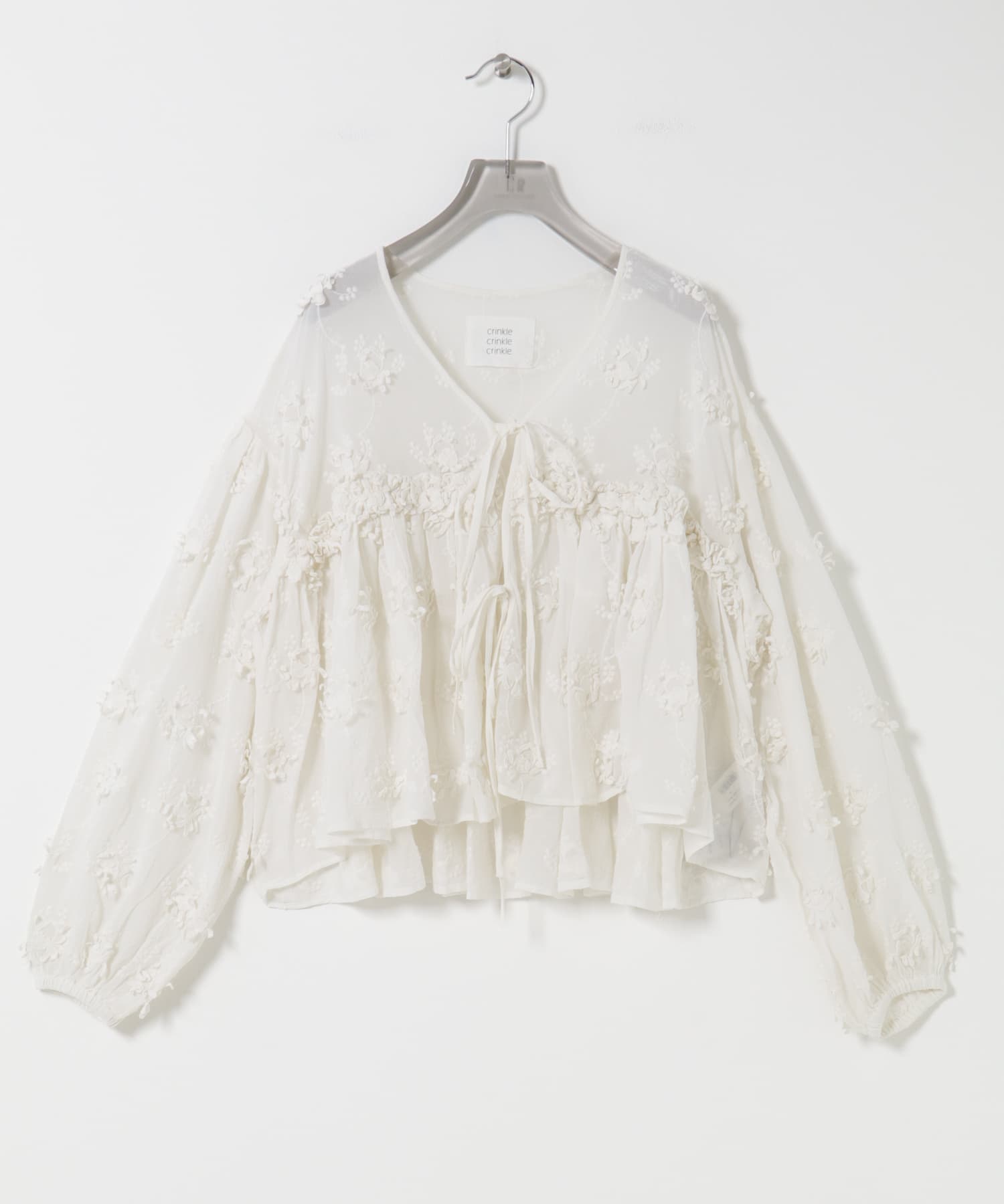 crinkle crinkle crinkle　3D EMBROIDERY BOLERO WHITE Free