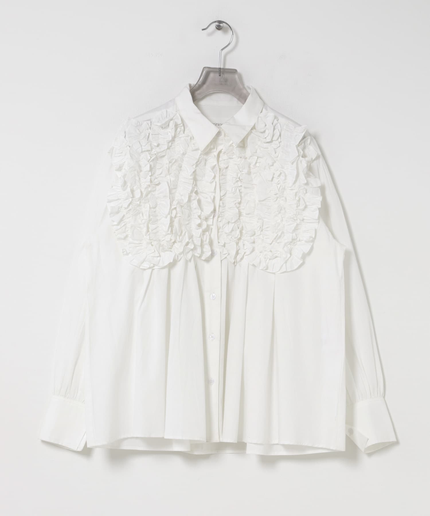 crinkle crinkle crinkle　FRONT FRILL SHIRTS WHITE Free