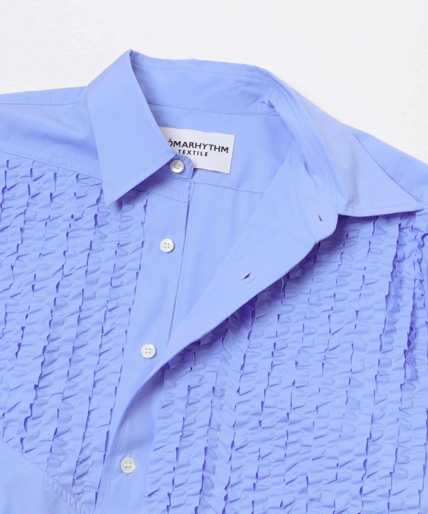 NOMARHYTHM TEXTILE　FRILLED PATCHWORK SHIRTS SAX 1