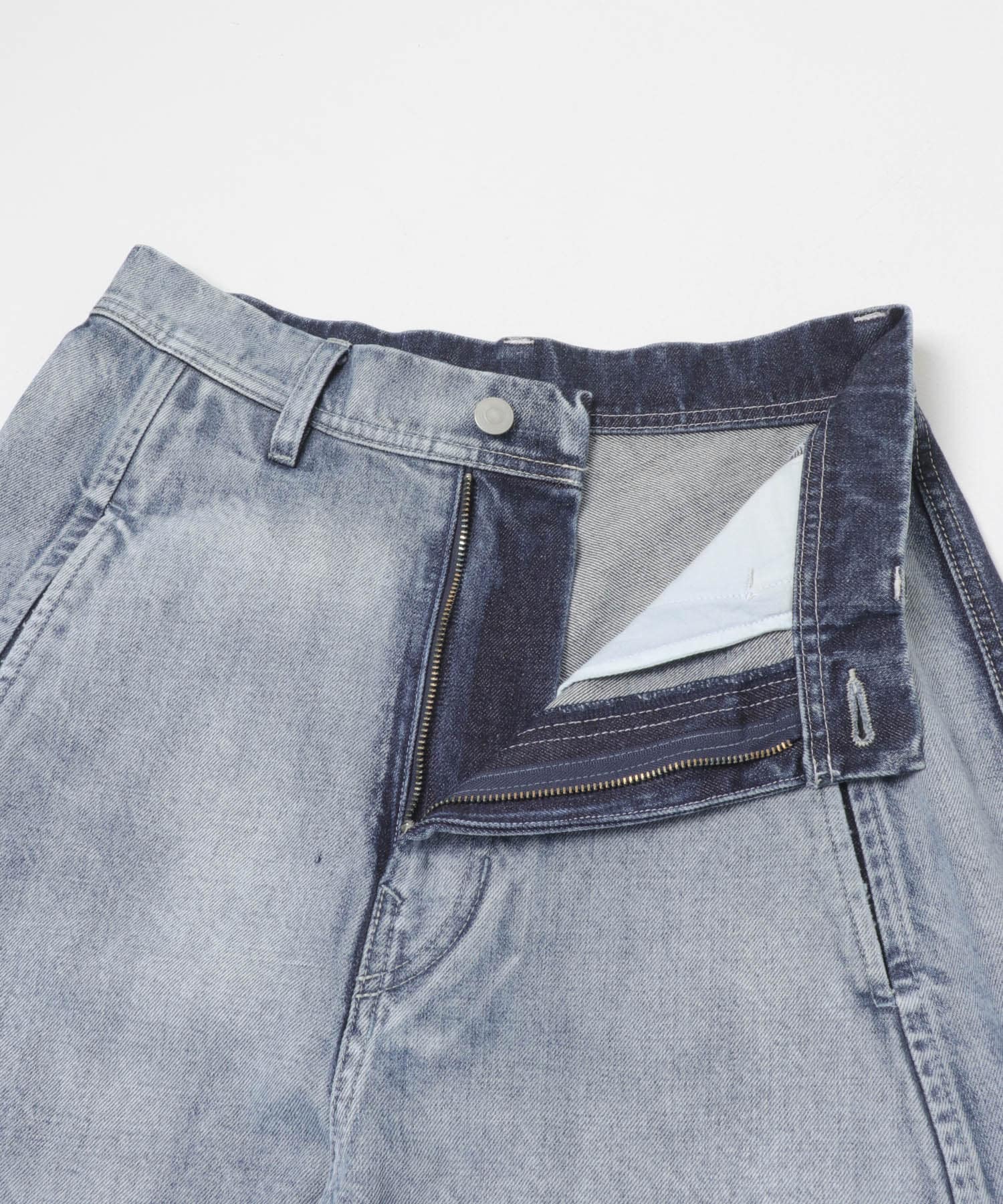 Nomat　TWO-TONE DENIM CURVED PANTS SAX BLUE 1