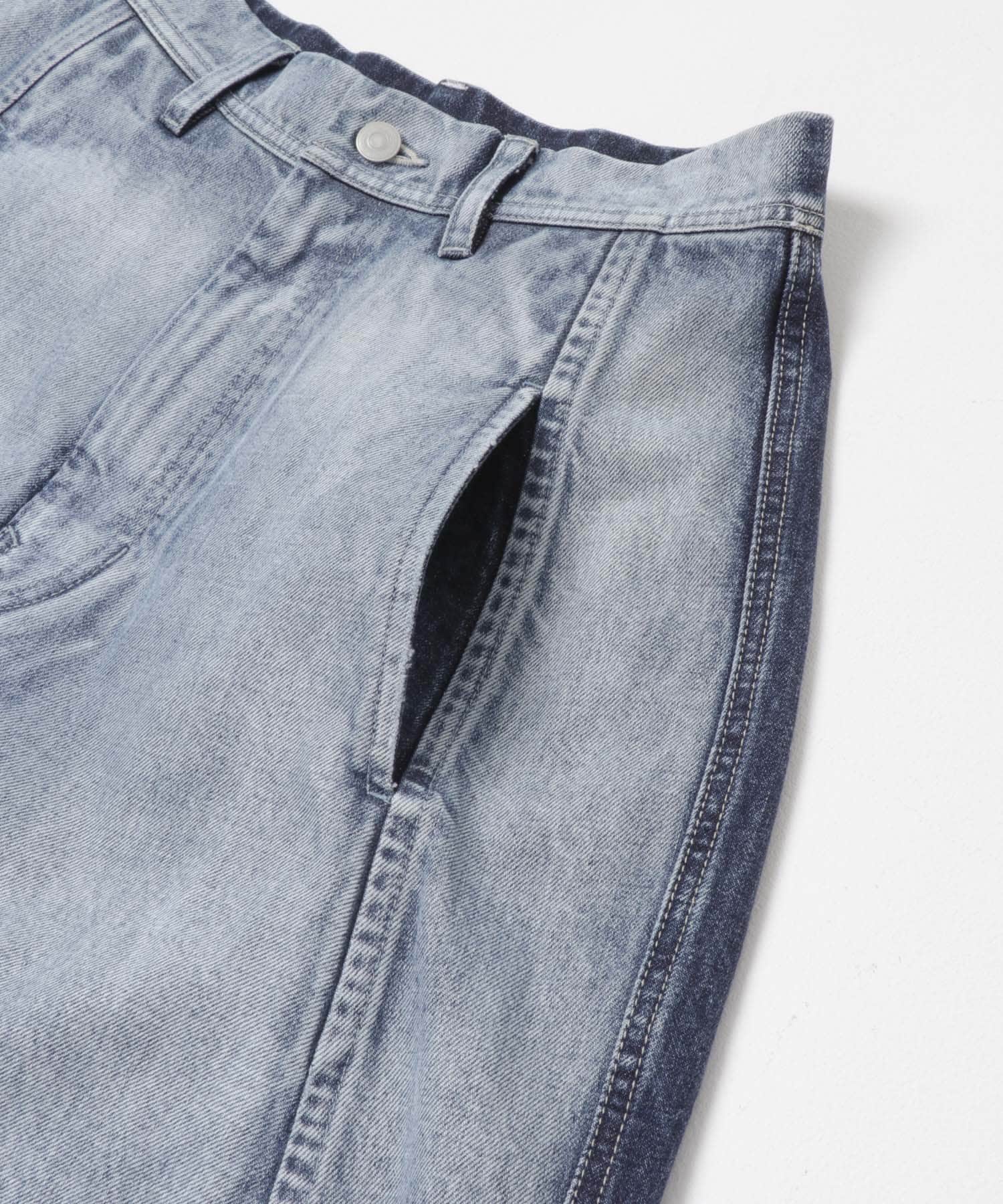 Nomat　TWO-TONE DENIM CURVED PANTS SAX BLUE 1