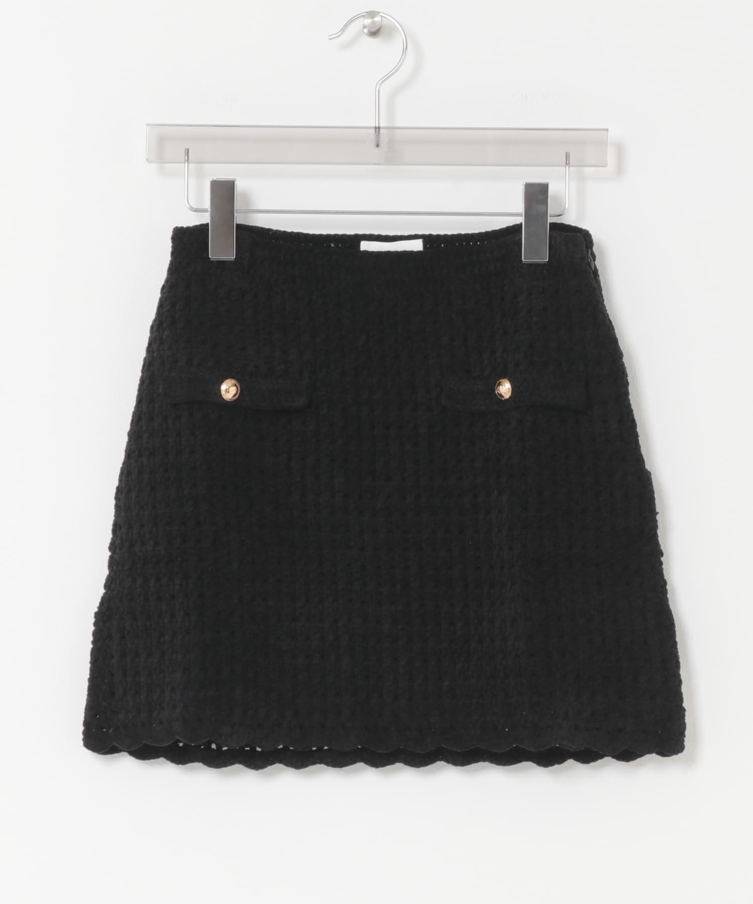 GANNI　CHENILLE CROCHET SKIRT BLACK XS