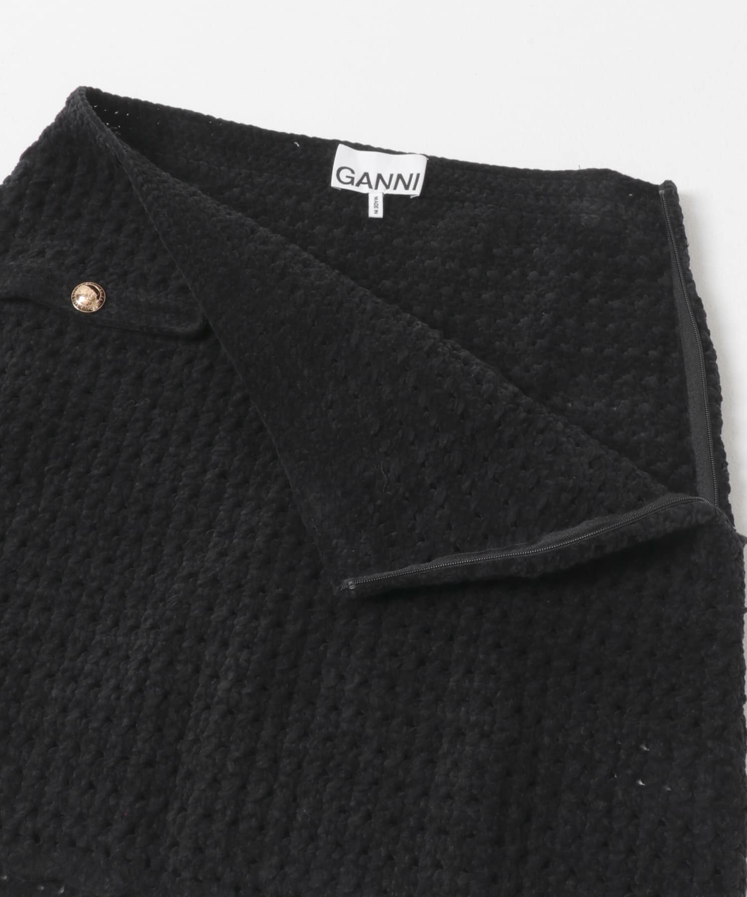 GANNI　CHENILLE CROCHET SKIRT BLACK XS