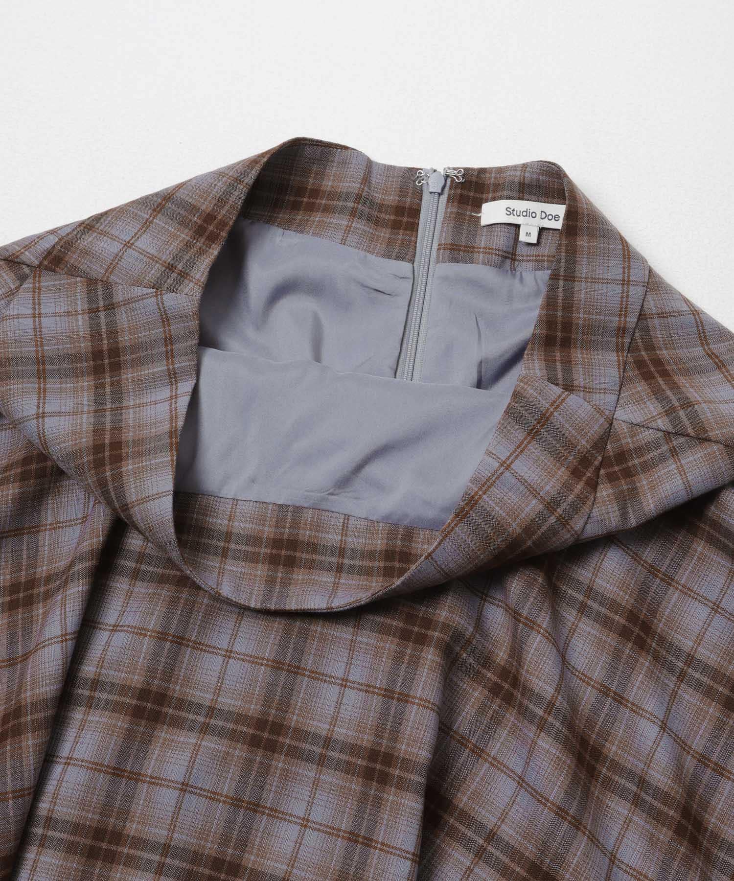 Studio Doe　ASYMMETRICAL PLAID SKIRT BLUE BROWN S