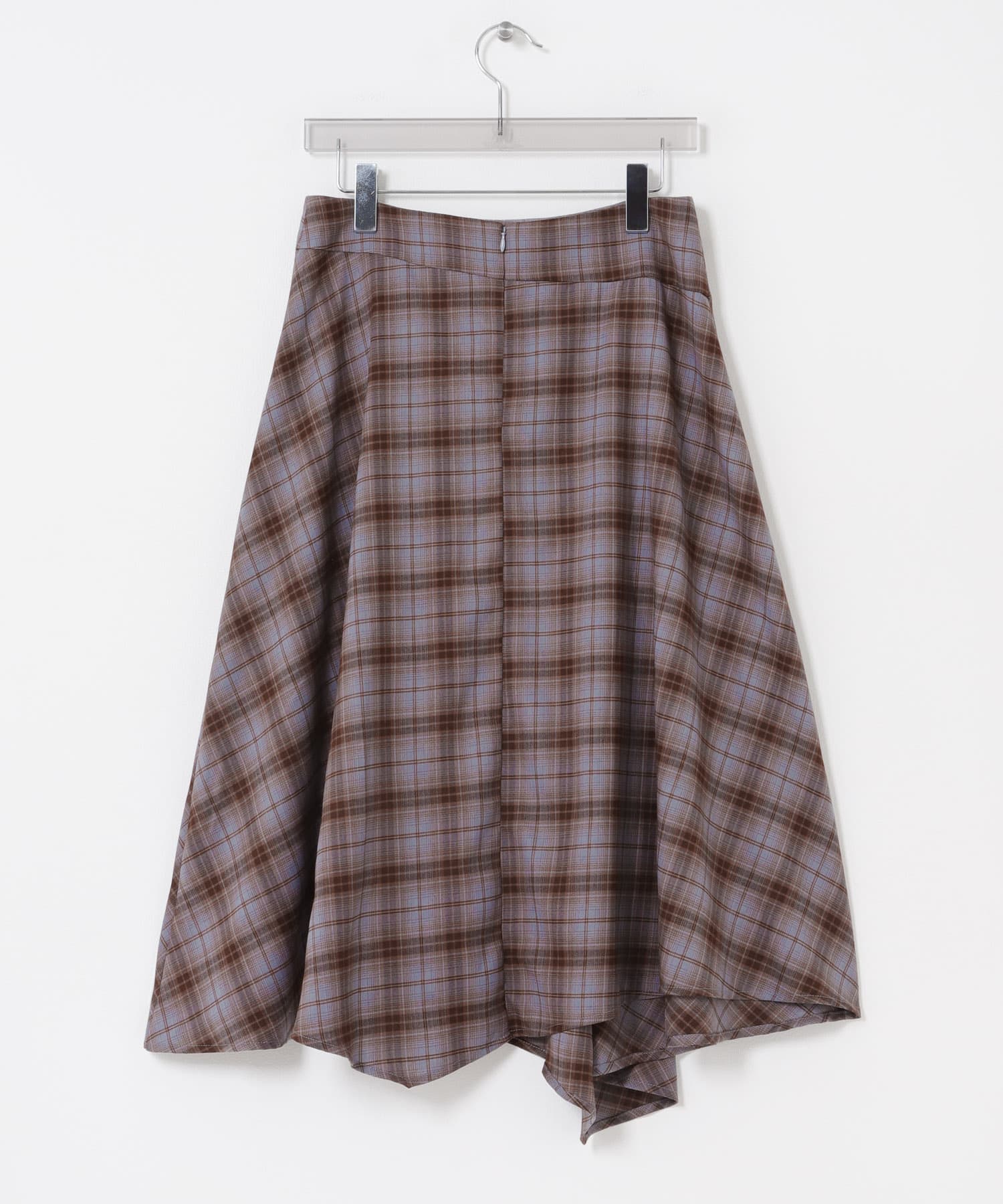 Studio Doe　ASYMMETRICAL PLAID SKIRT BLUE BROWN S