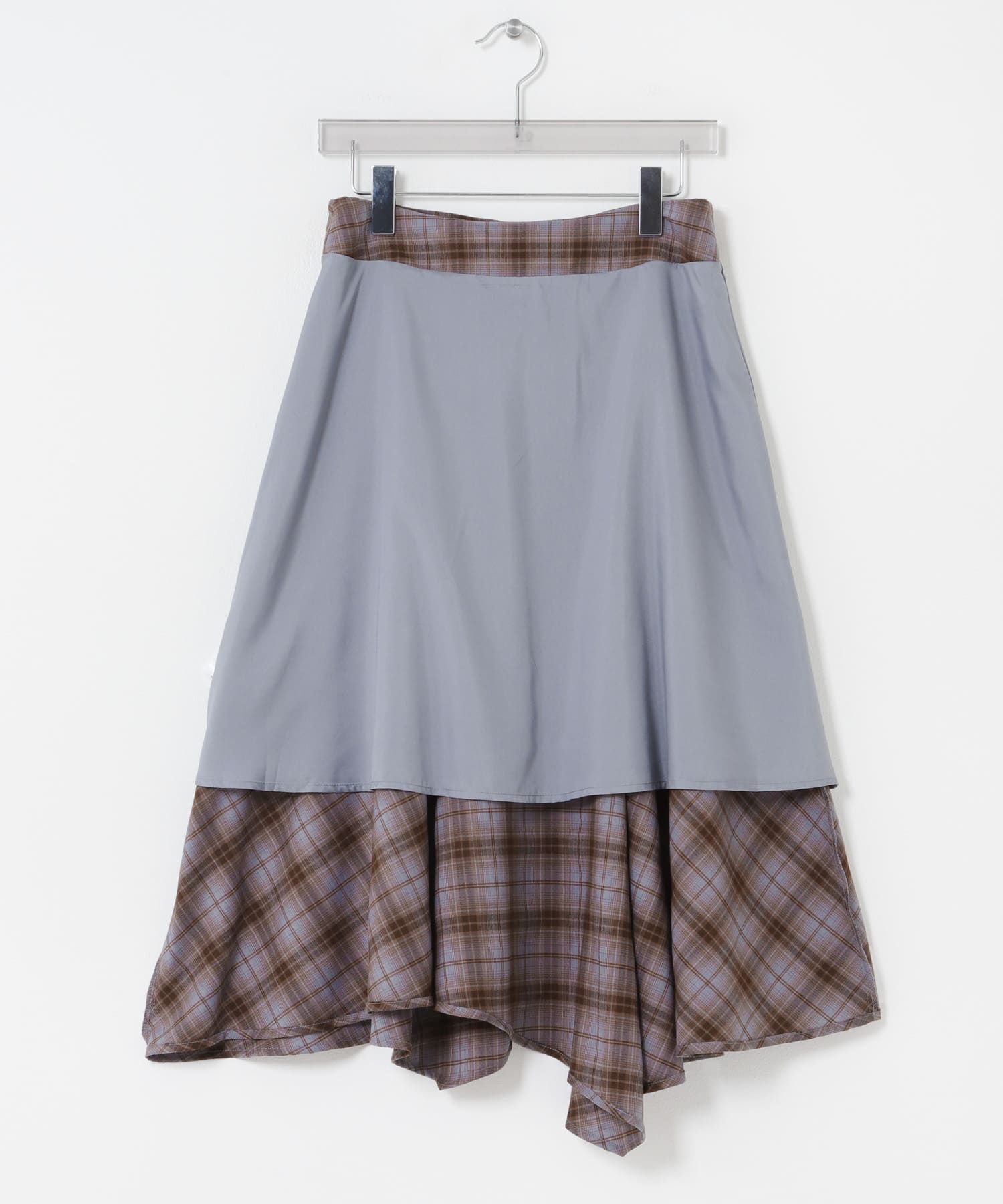 Studio Doe　ASYMMETRICAL PLAID SKIRT BLUE BROWN S