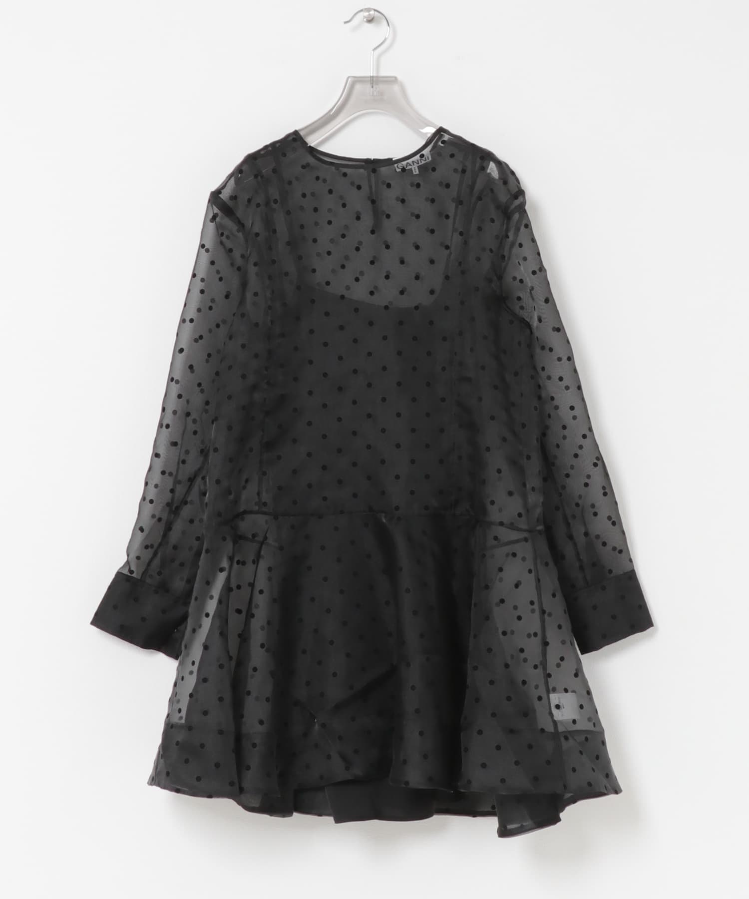 GANNI　FLOCKED ORGANZA DRESS BLACK 36