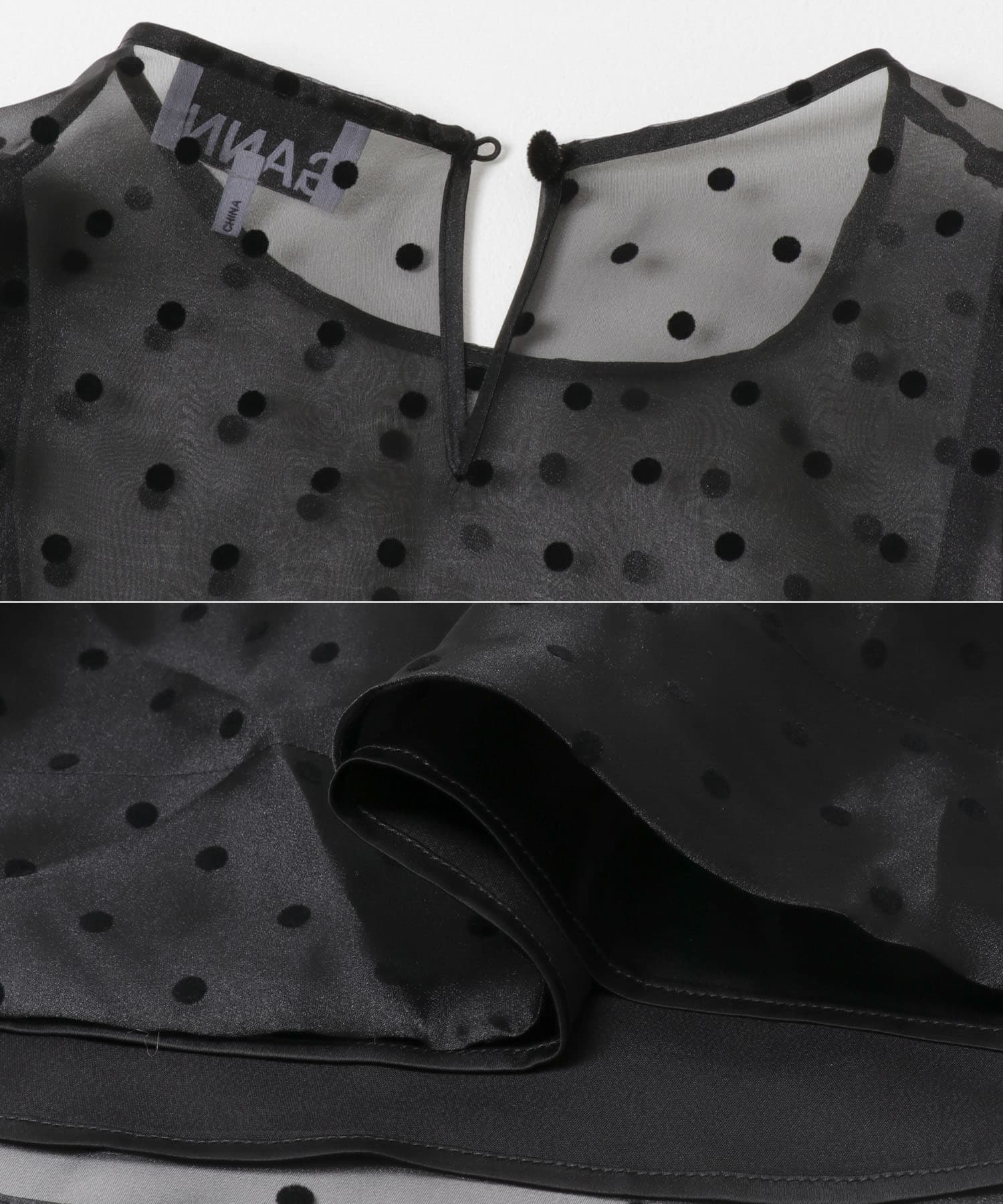 GANNI　FLOCKED ORGANZA DRESS BLACK 36