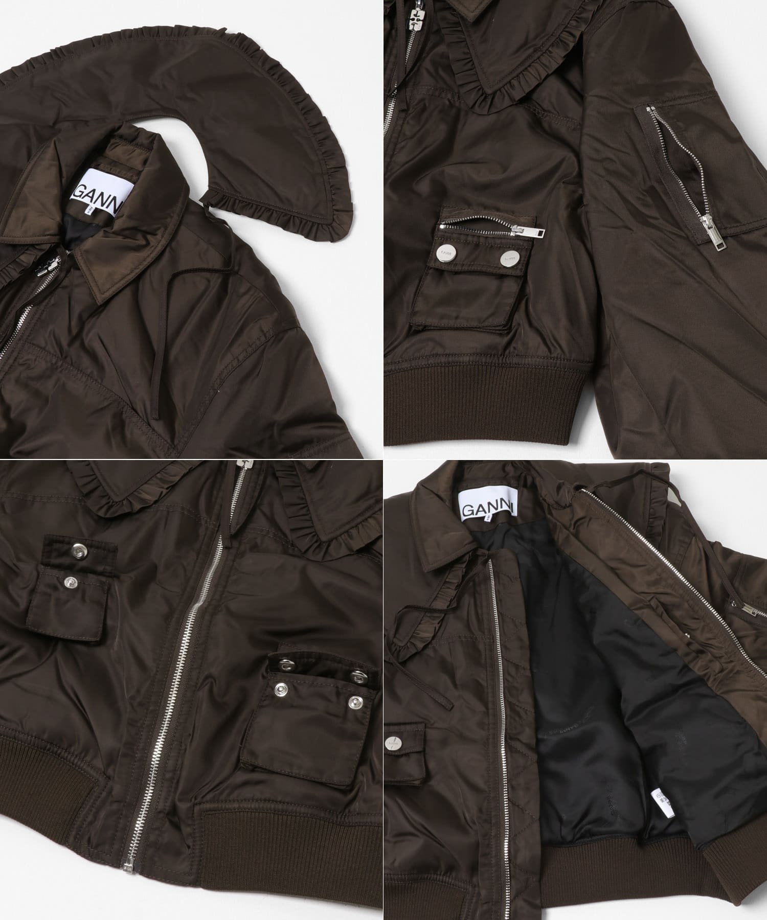 GANNI　DUCHESSE NYLON BOMBER JACKET DEMITASSE 36