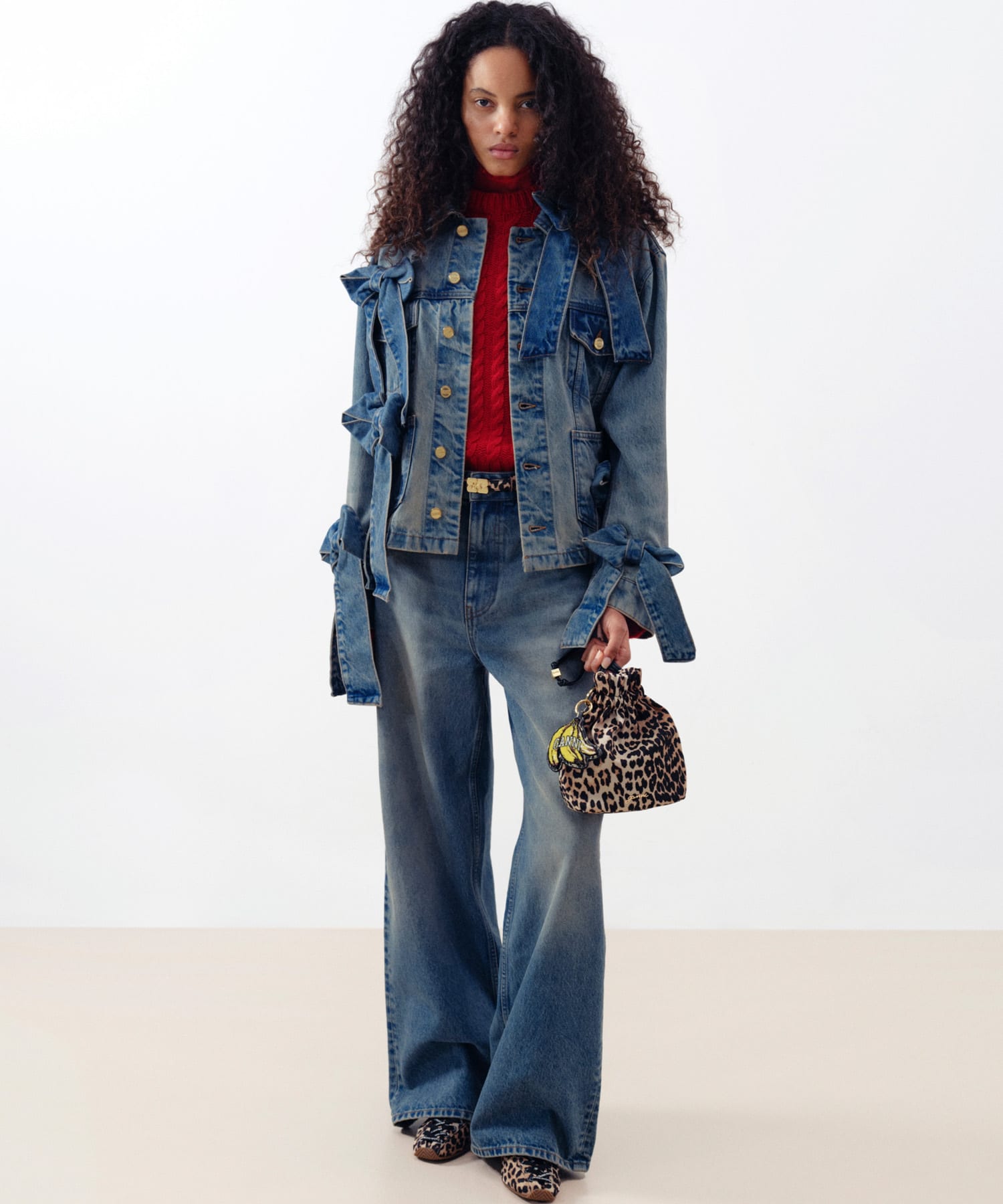 GANNI TINT RIGID DENIM BOW JACKET(36 MID BLUE): アウター｜URBAN 