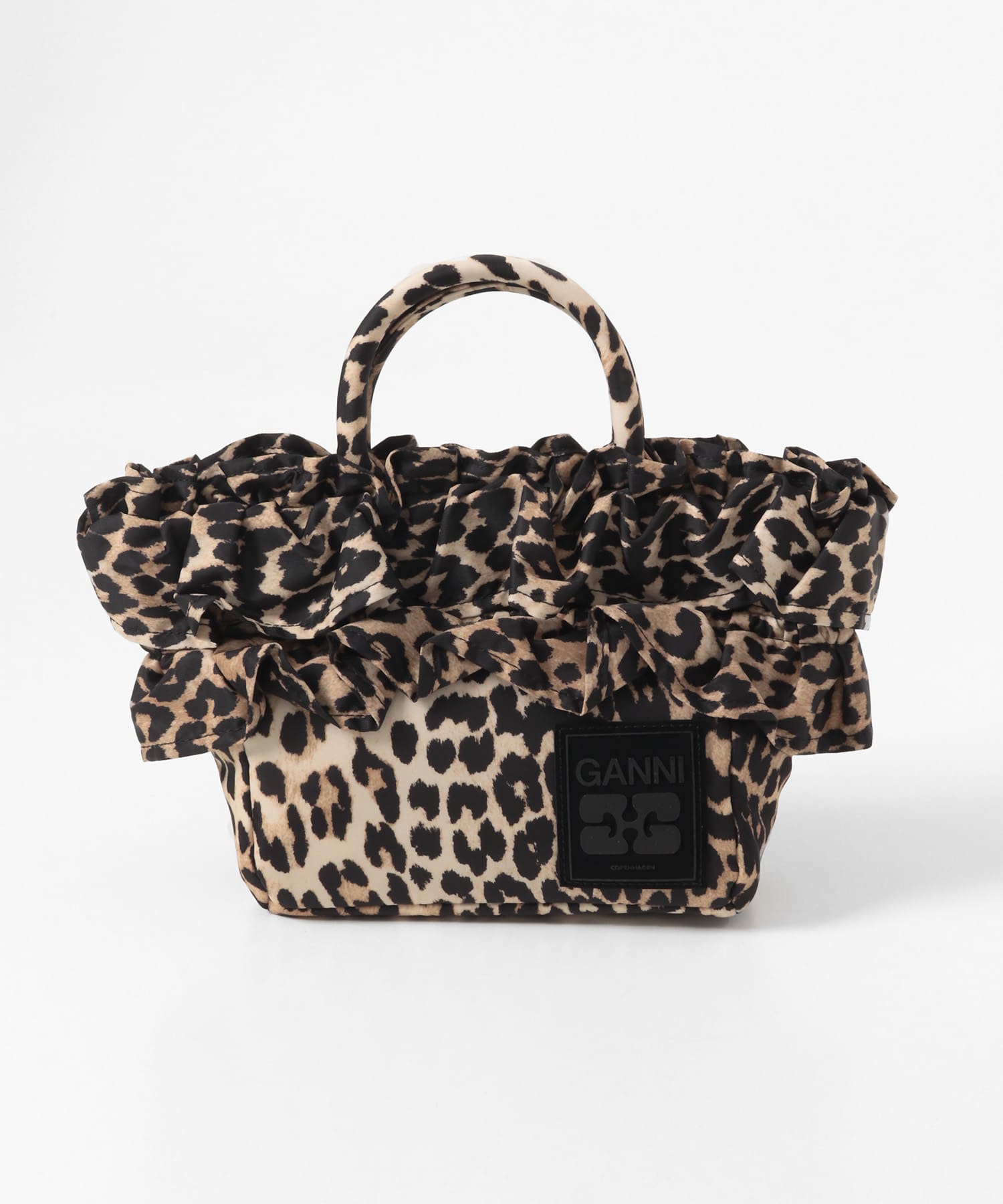 GANNI　MINI SHOPPER RUFFLE PRINT LEOPARD -