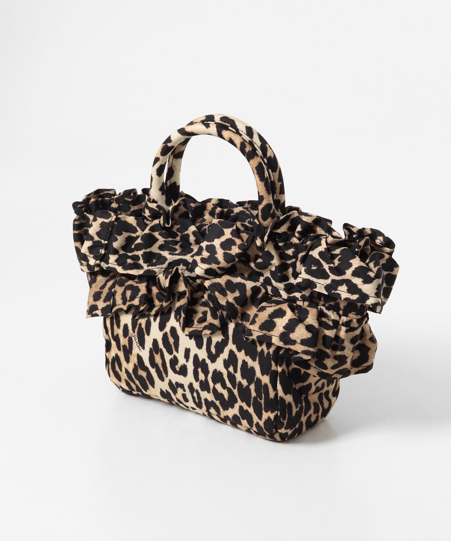 GANNI　MINI SHOPPER RUFFLE PRINT LEOPARD -