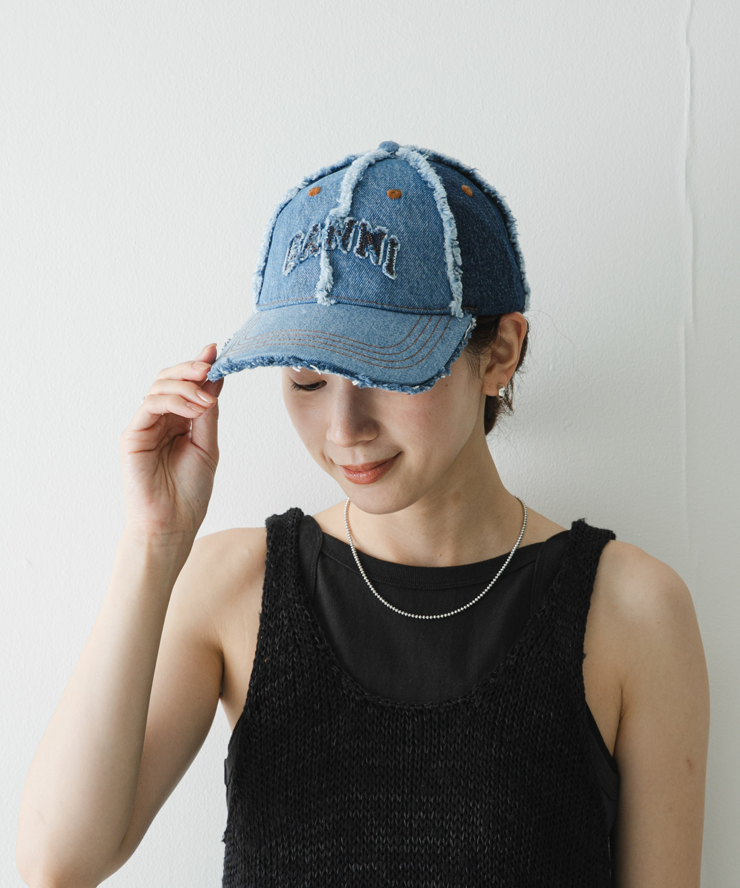 GANNI　DENIM PATCHWORK CAP