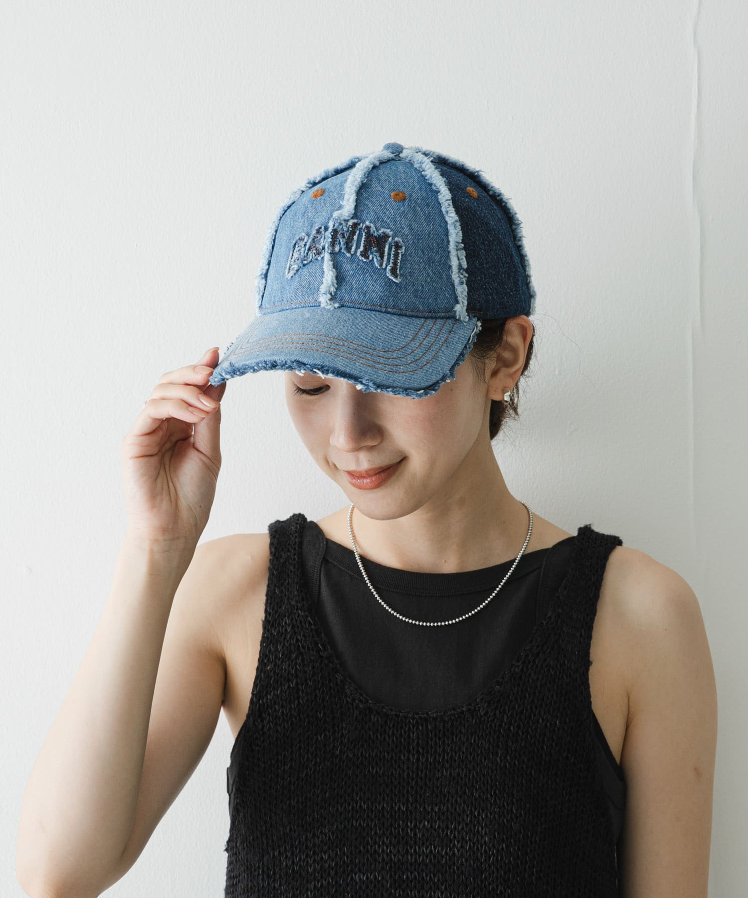 GANNI　DENIM PATCHWORK CAP