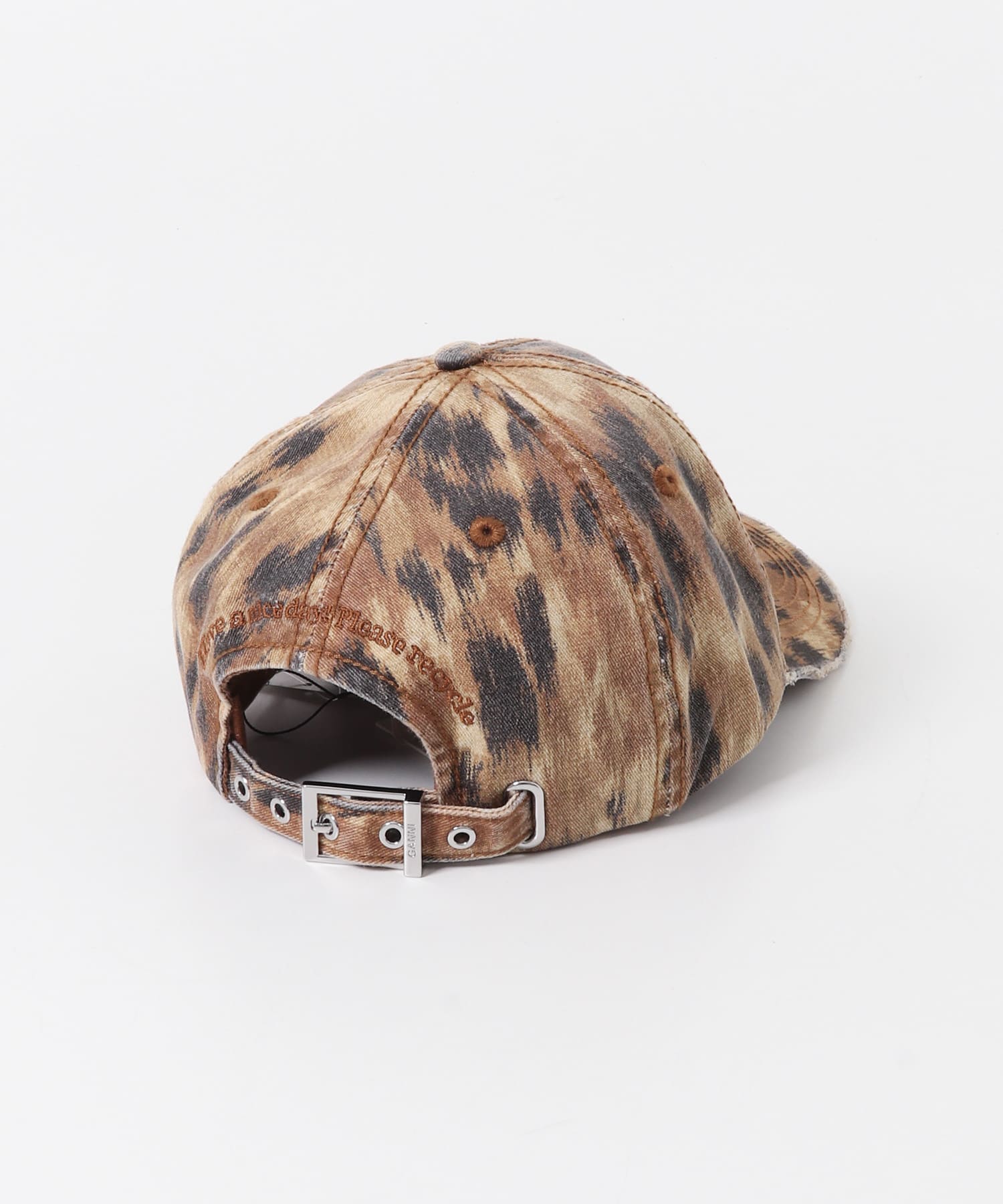 GANNI　PRINT CANVAS CAP ARGAN OIL -