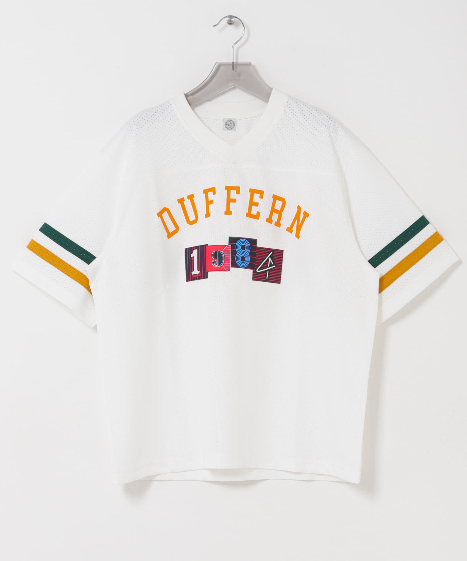 The DUFFER N NEPHEWS MESH FOOTBALL T-SHIRTS(M WHITE): トップス