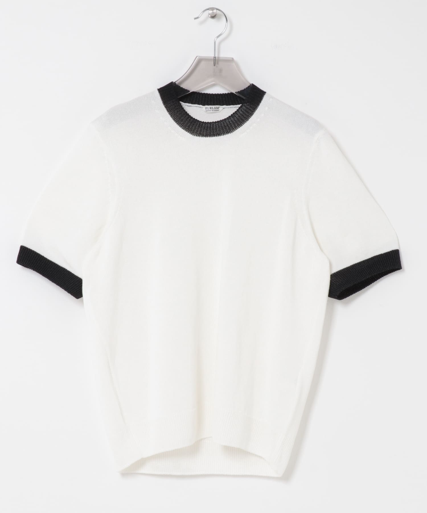 PURLAM　WASHI M-G TENJIKU CREW-NECK SHORT-SLEEVE WHITE×BK 2