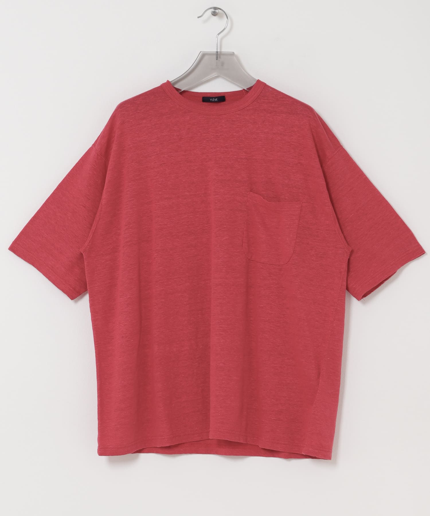 YLEVE　LINEN POCKET T-SHIRTS 100 RED 4