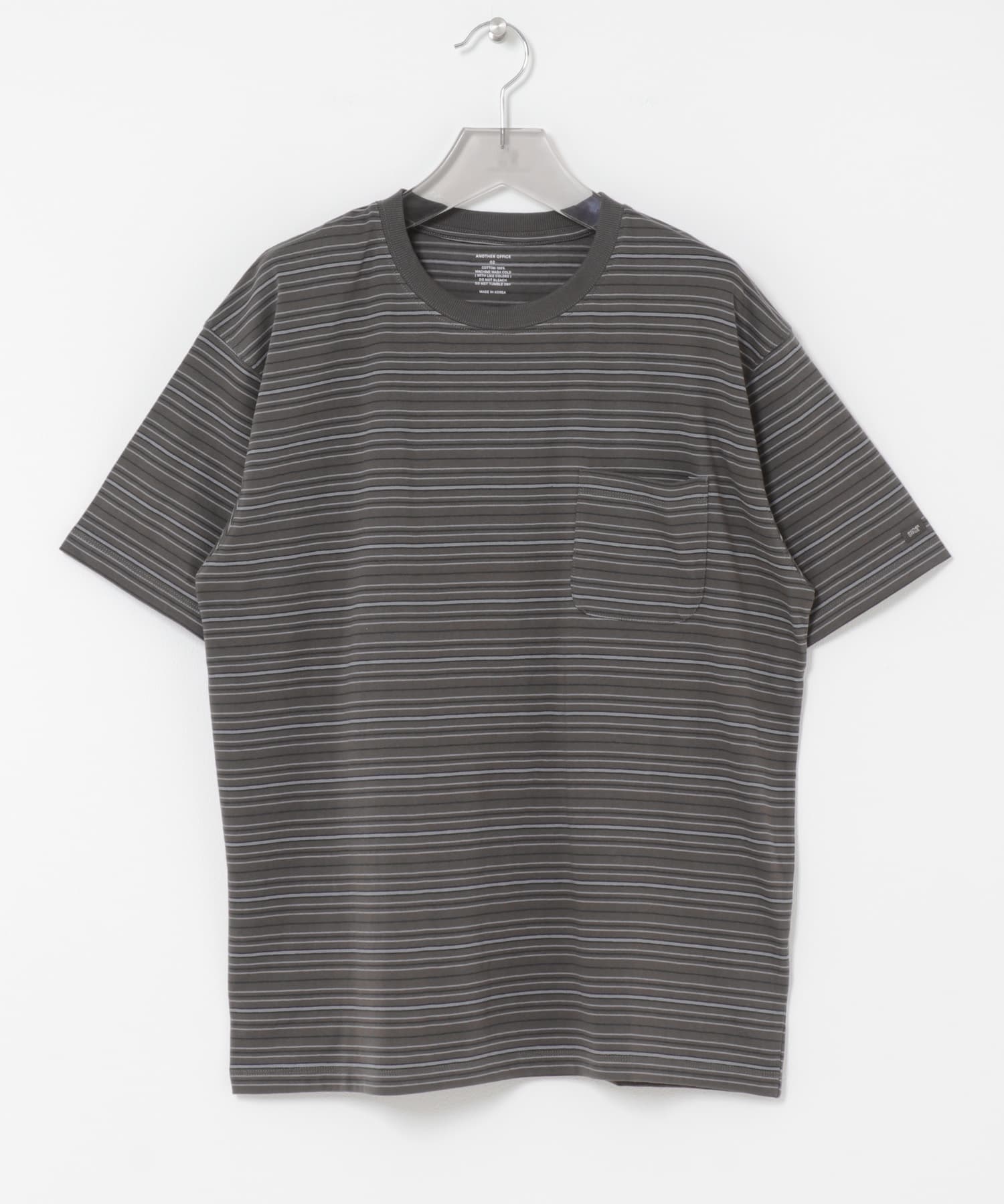 ANOTHER OFFICE O.MULTI STRIPE POCKET T-SHIRTS(2 M.BROWN): トップス