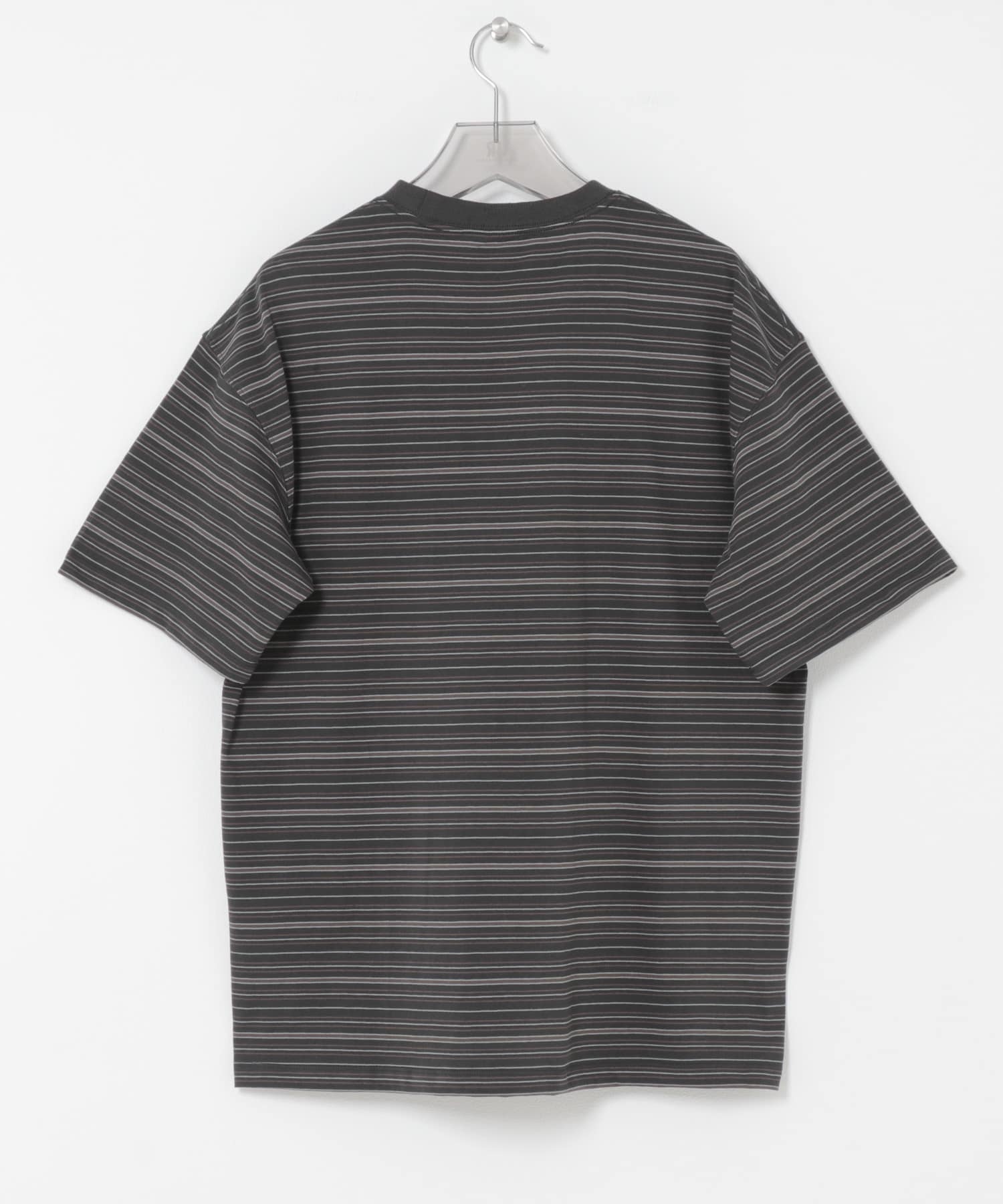 ANOTHER OFFICE　O.MULTI STRIPE POCKET T-SHIRTS F.BLACK 2