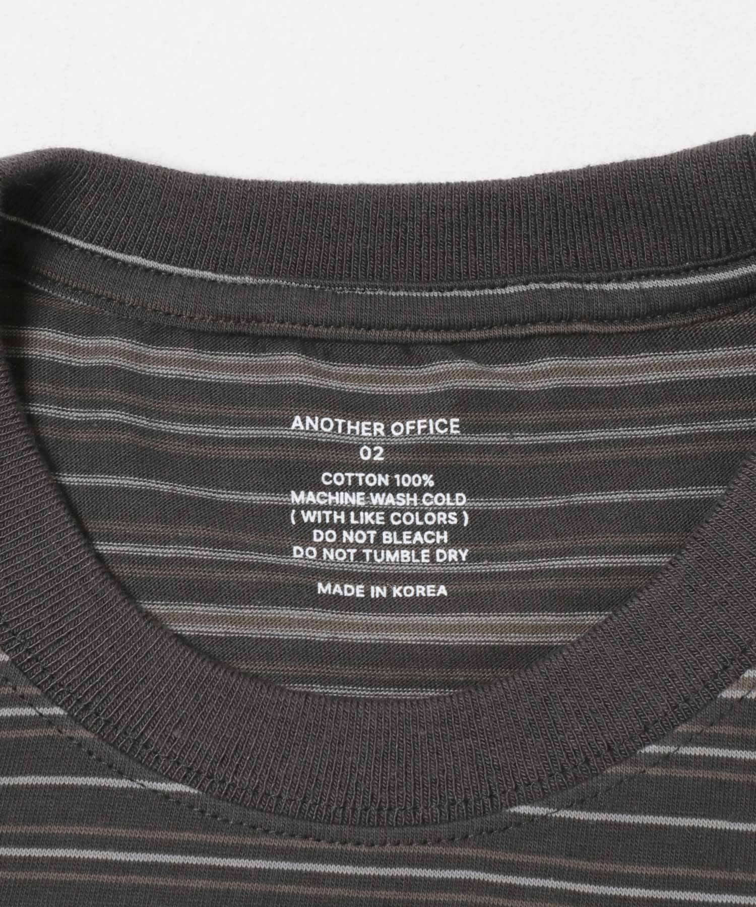 ANOTHER OFFICE　O.MULTI STRIPE POCKET T-SHIRTS F.BLACK 2