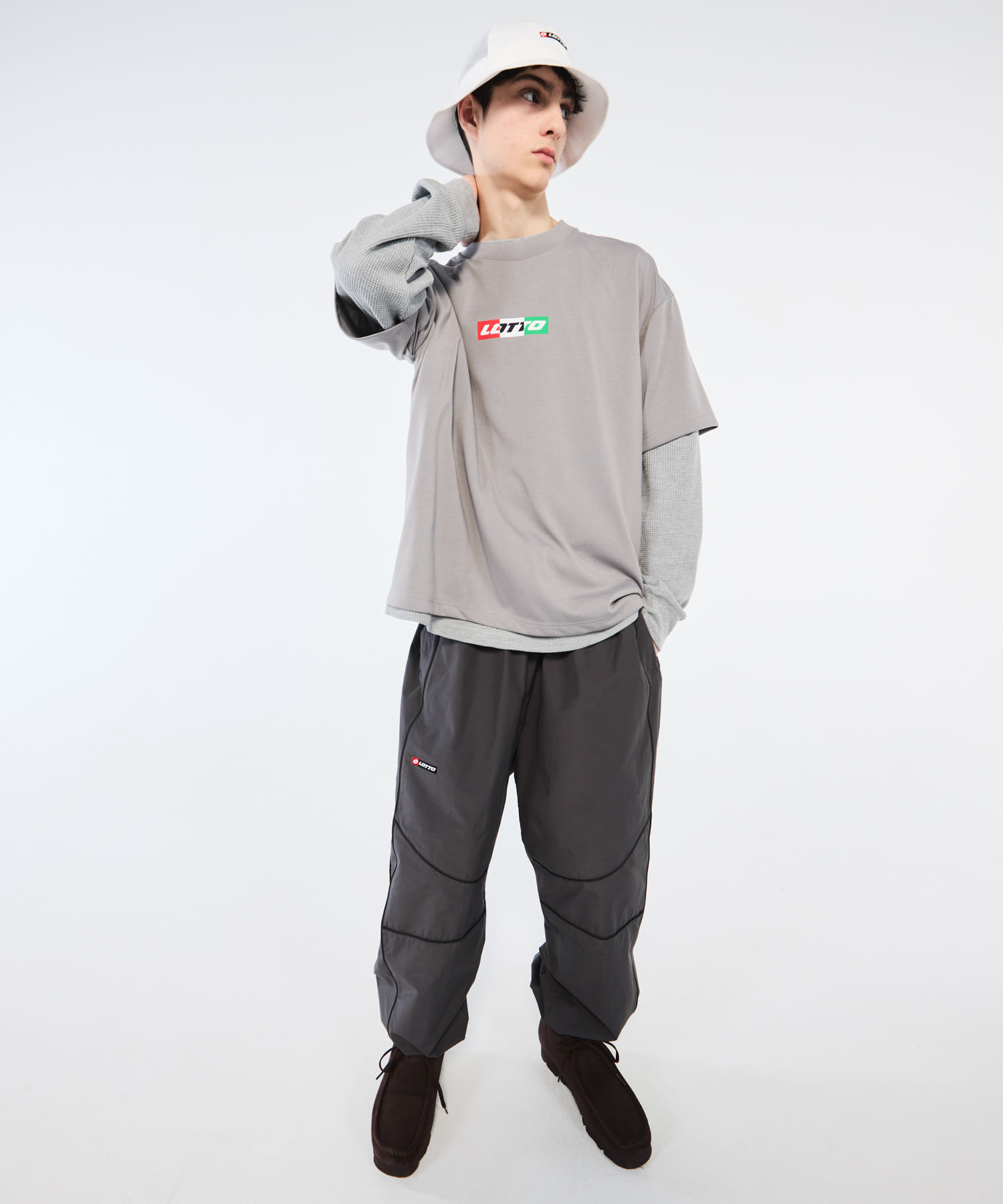 LOTTO　ITALIAN LOGO SHORT-SLEEVE TECH T-SHIRTS GRAY M