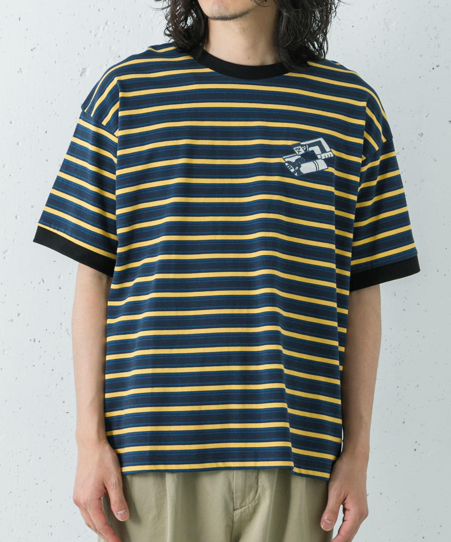 LOTTO　K.TERADA MULTI BORDER T-SHIRTS NAVY M