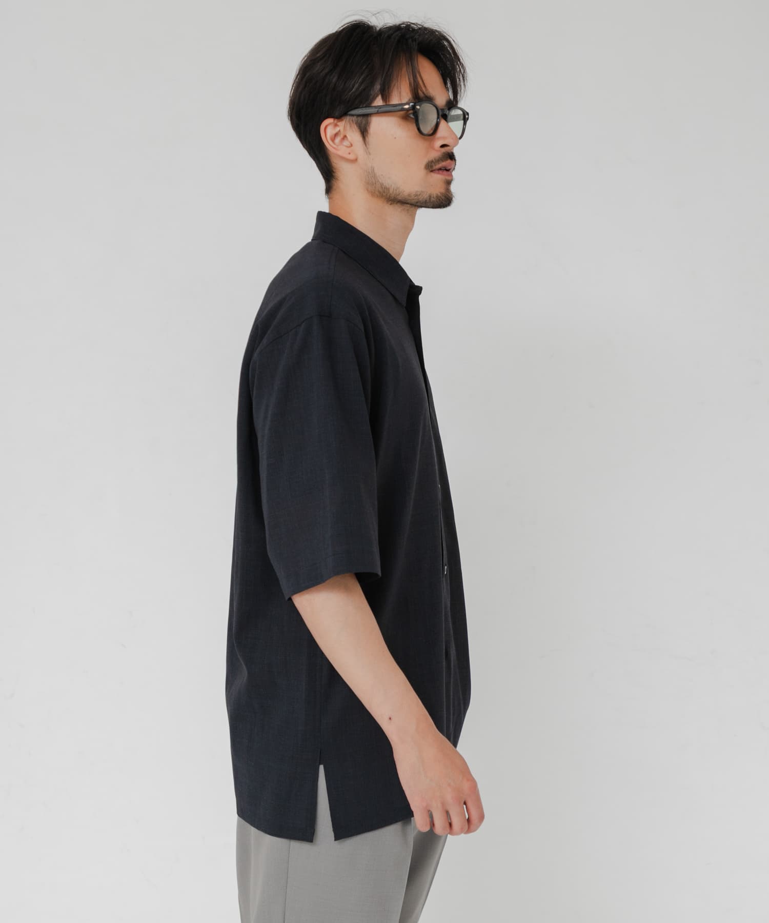 別注』ATON×URBAN RESEARCH WOOL GAUZE SHORT-SLEEVE SHIRTS(4 GRAY
