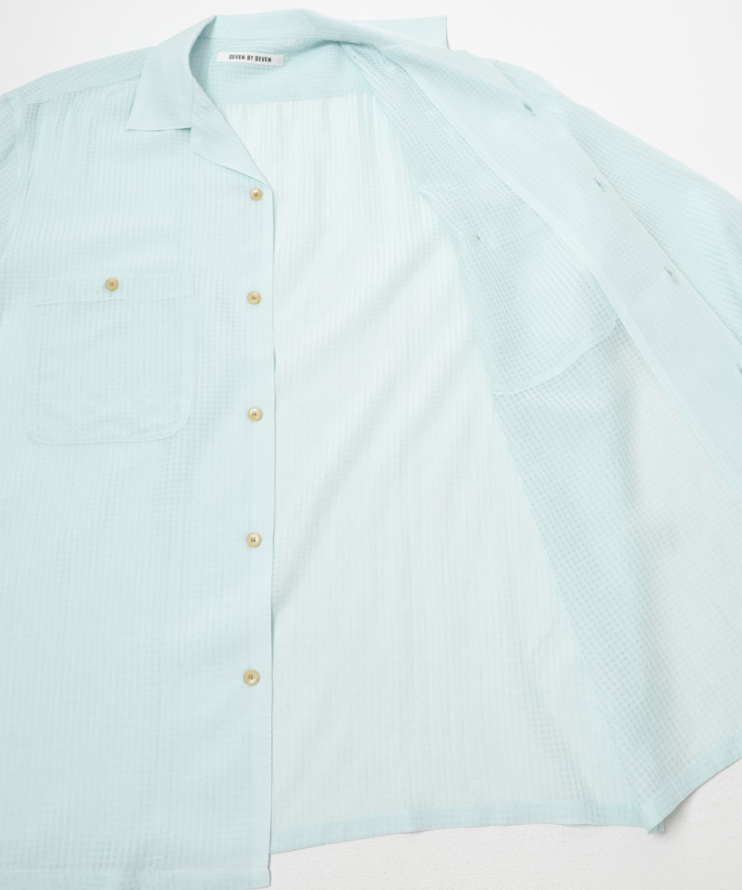 SEVEN BY SEVEN　SHEER ORGANIC COTTON SHIRTS LONG-SLEEVE 110 BLUE M