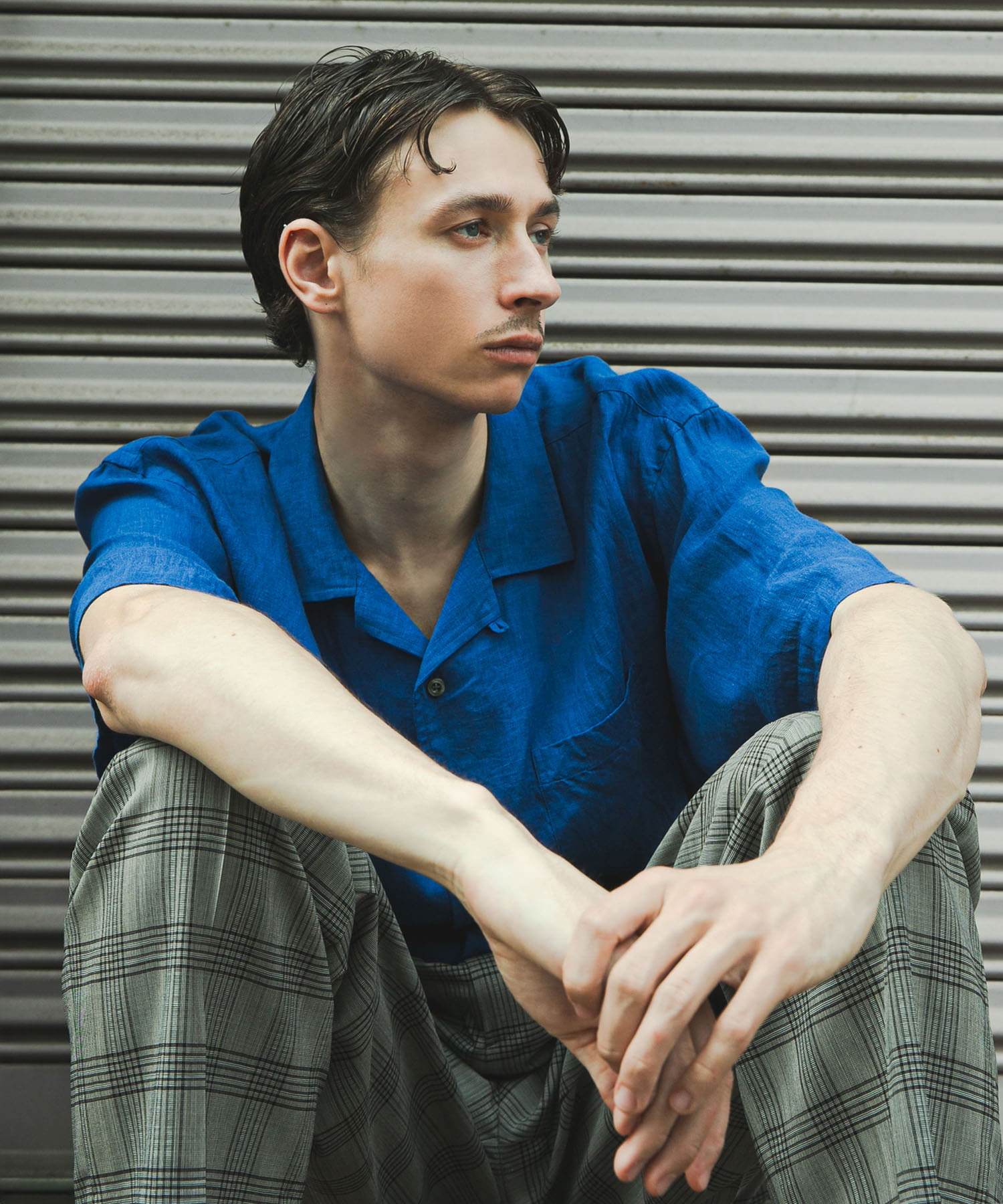 『別注』BROOKS BROTHERS×URBAN RESEARCH　LINEN CAMP SHIRTS SHORT-SLEEVE BLUE M