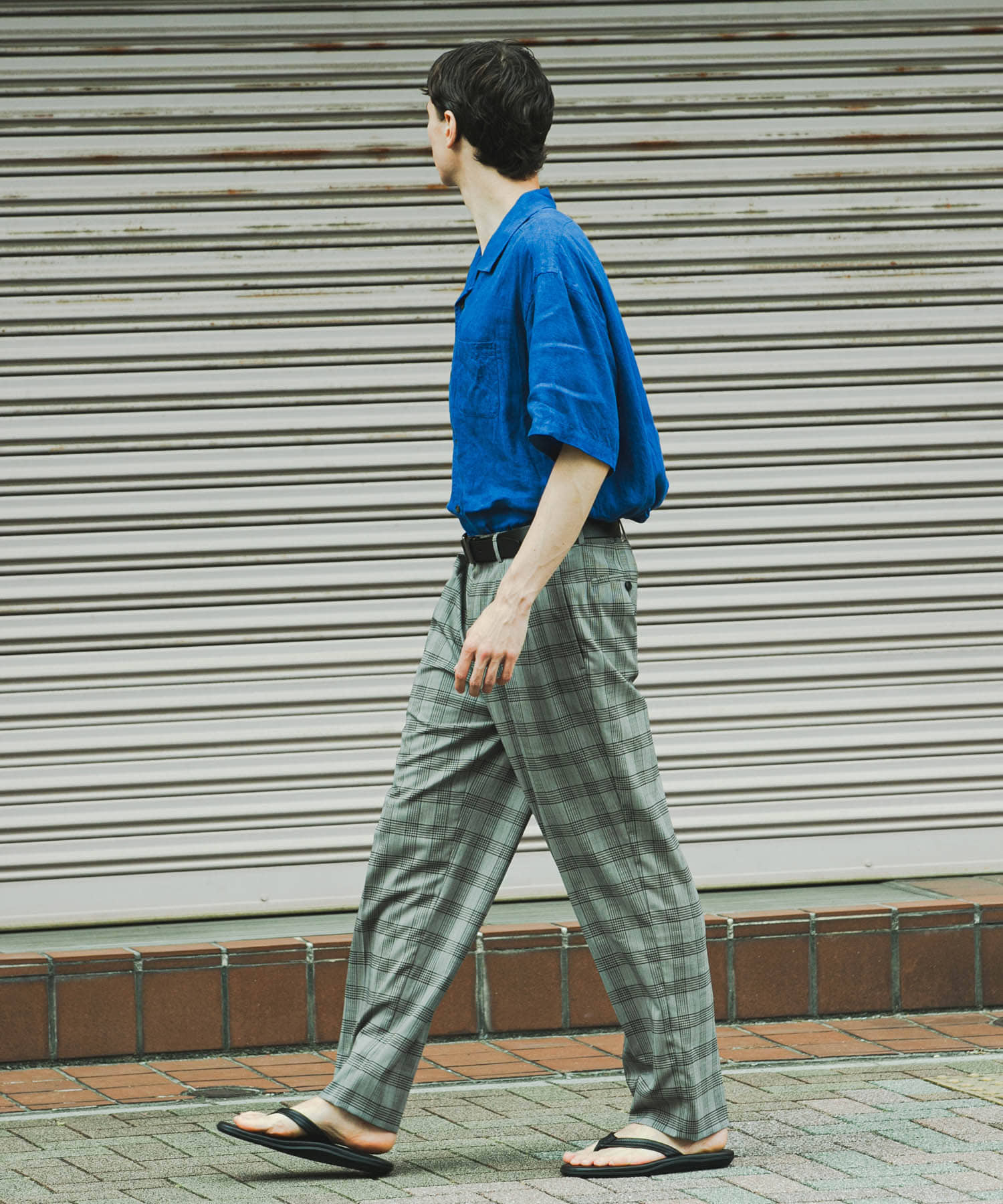 『別注』BROOKS BROTHERS×URBAN RESEARCH　LINEN CAMP SHIRTS SHORT-SLEEVE BLUE M