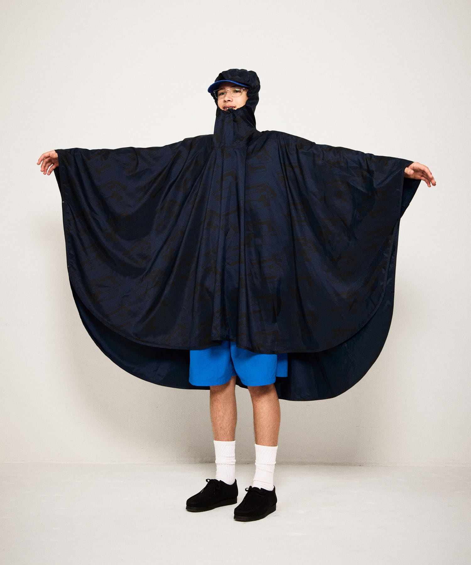 LOTTO　K.TERADA  RAIN PONCHO NAVY Free