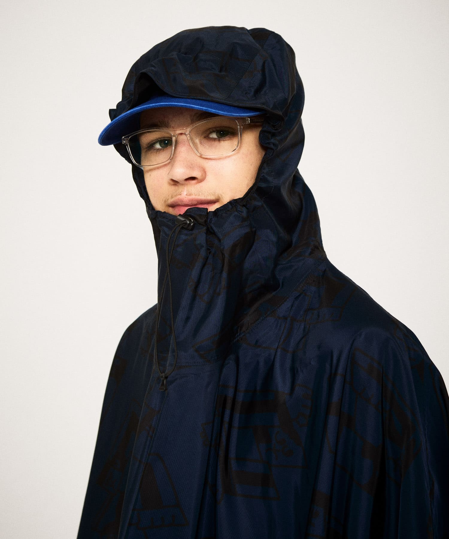 LOTTO　K.TERADA  RAIN PONCHO NAVY Free
