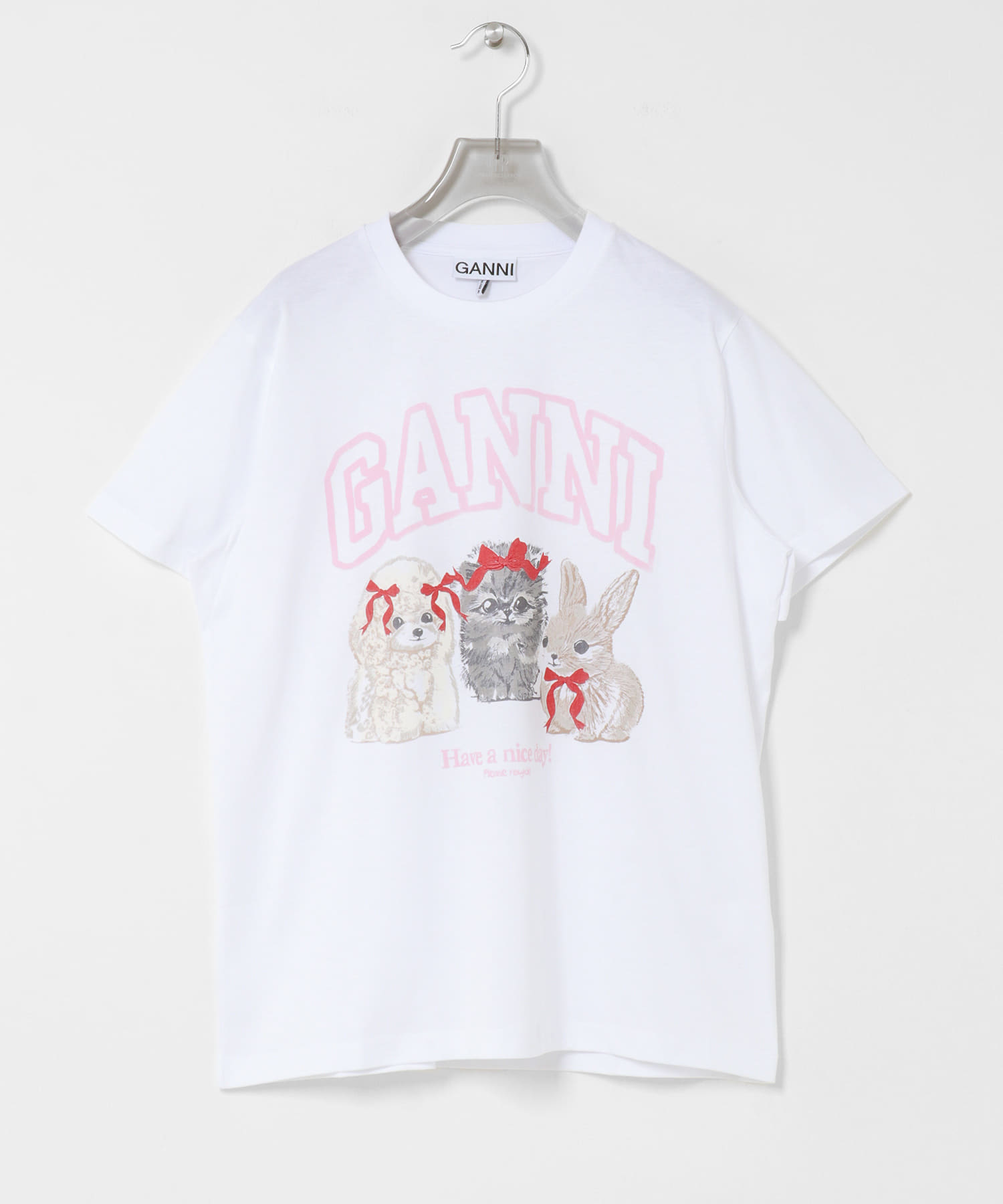 GANNI　JERSEY CUTE ANIMALS B WHITE S